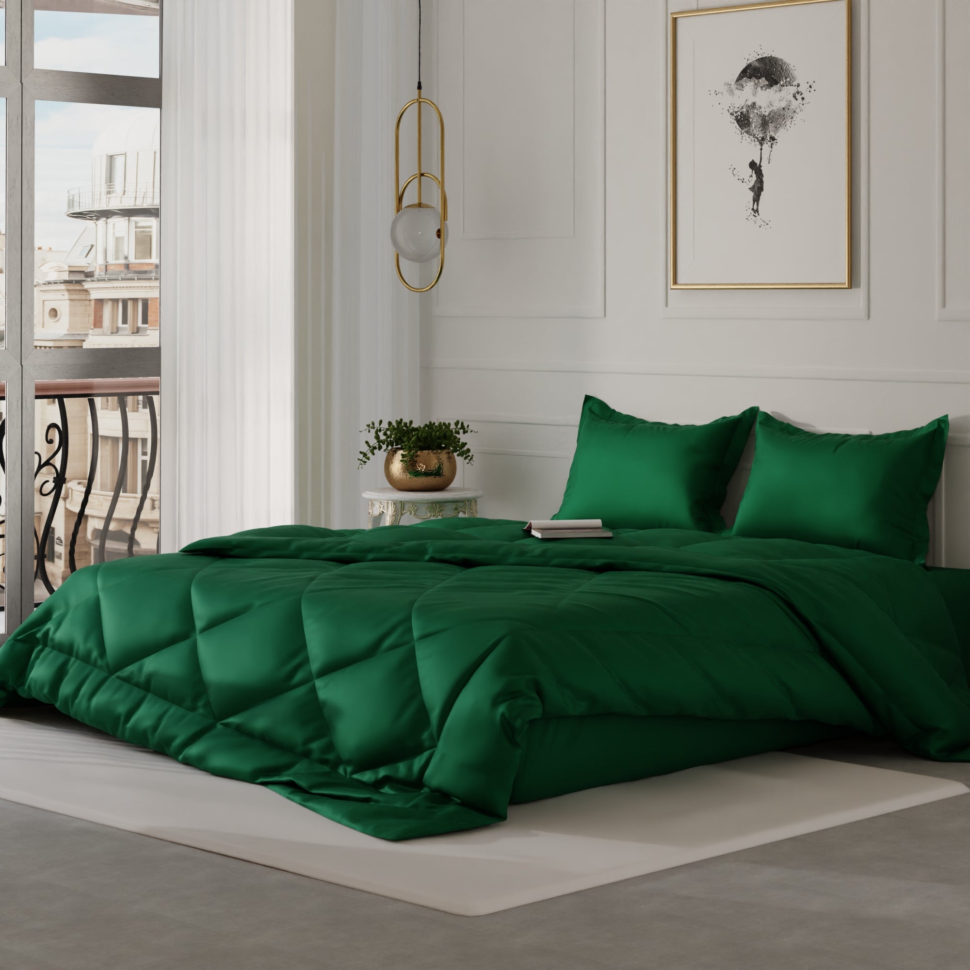 Dark deals green comforter