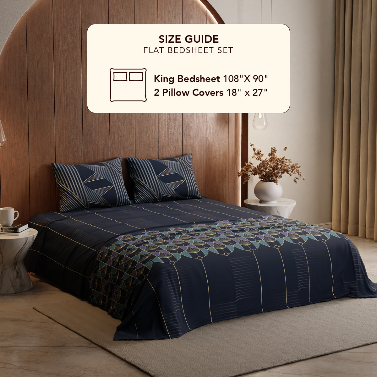 Lunar Elegance Cotton Bedsheet Set