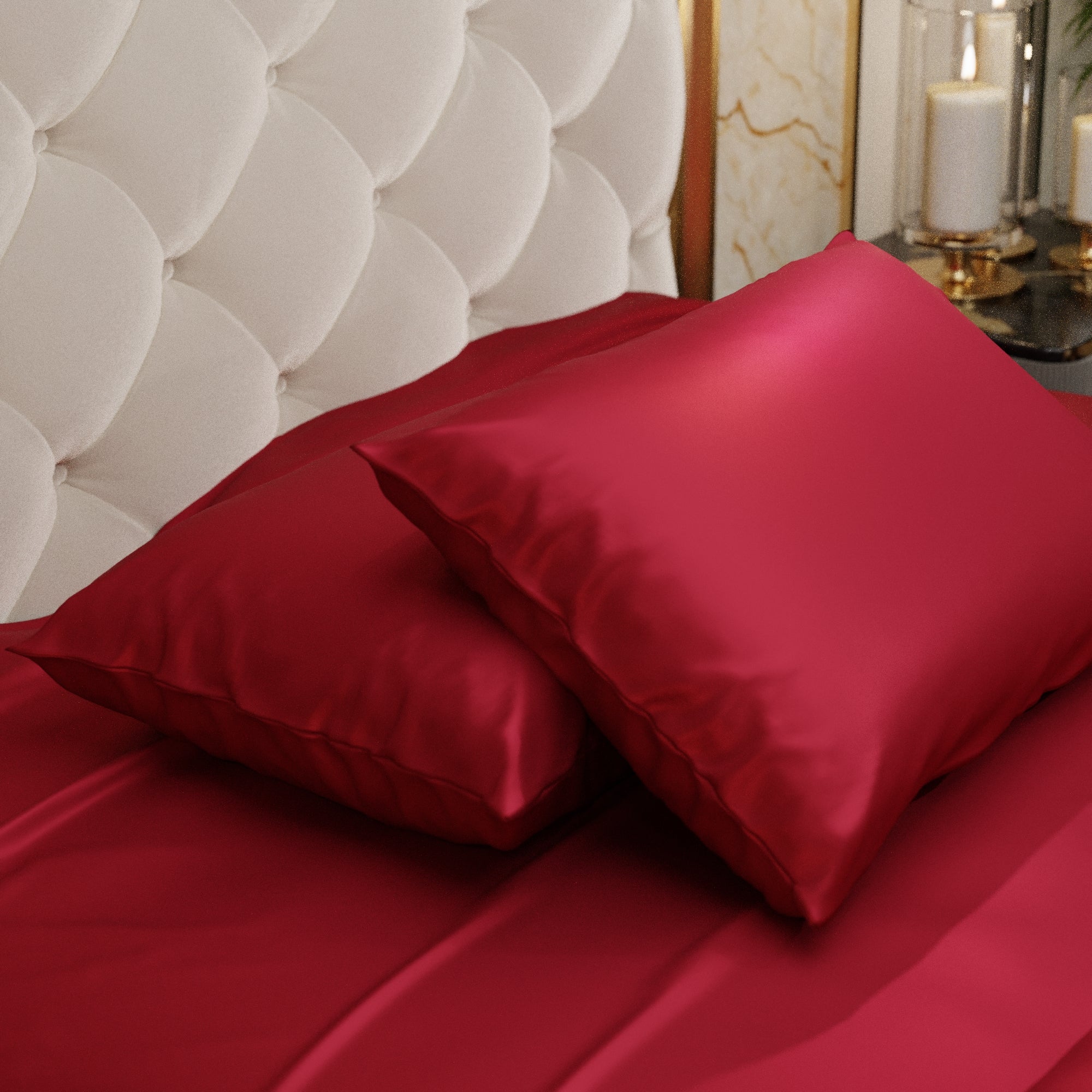 Silk-Like Flirty Red Pillow Covers - Set of 2