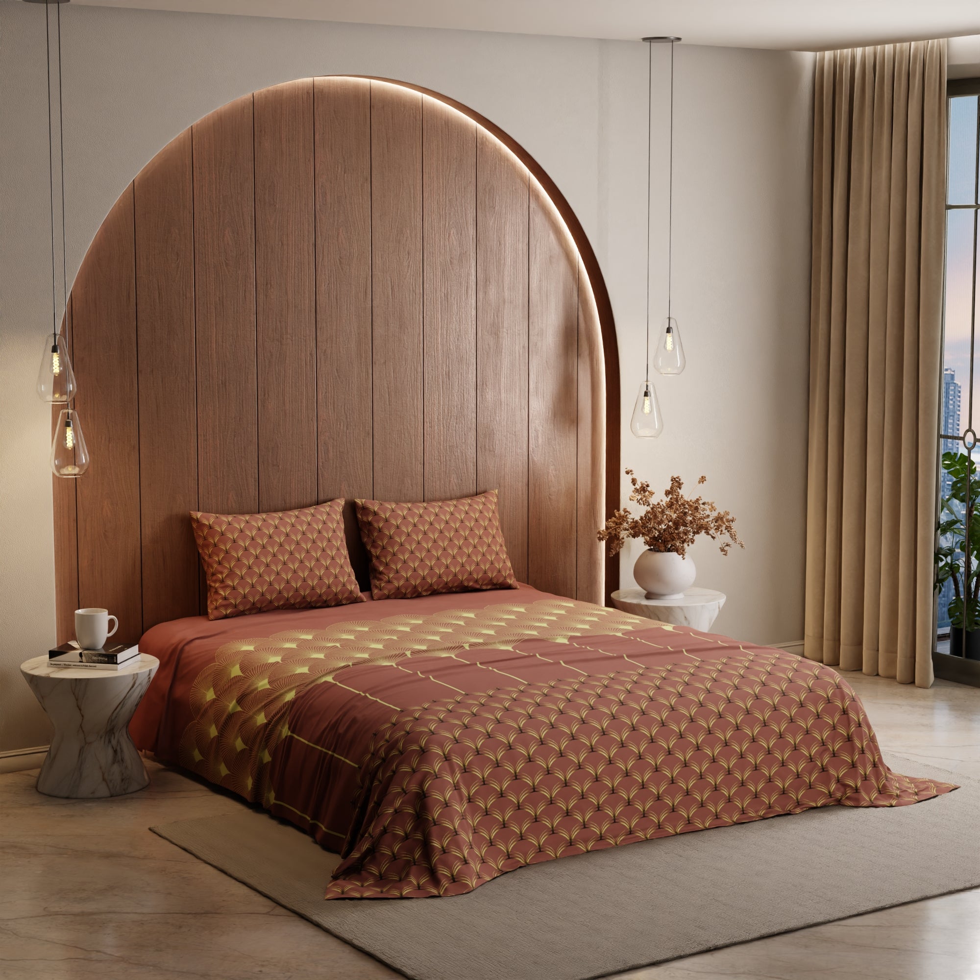 Ember Glow Cotton Bedsheet Set