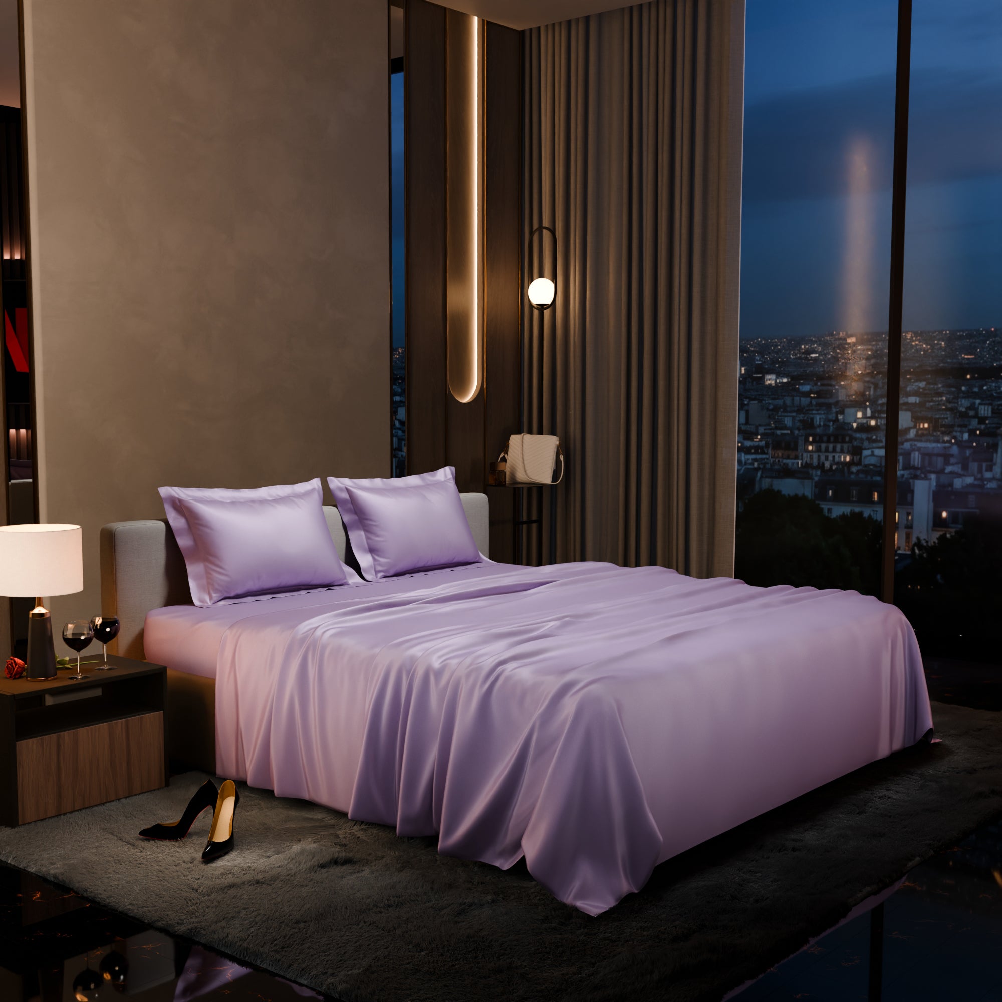 Lilac Affair Flat Double Bedsheet Set