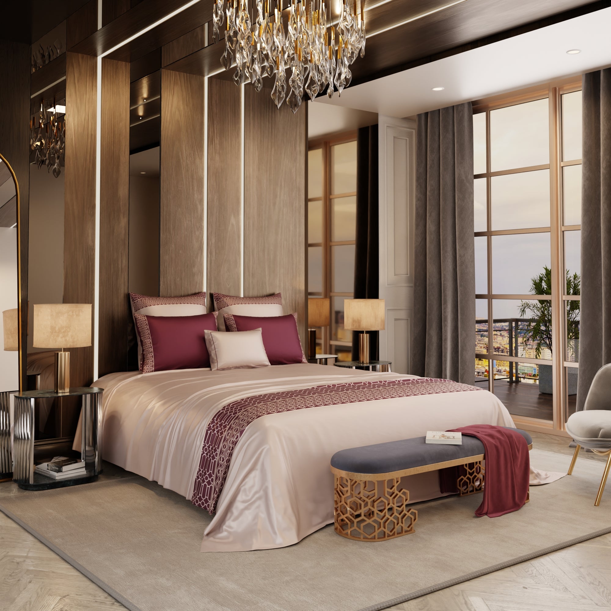 Palatial Rouge 6 Piece Bedsheet Set