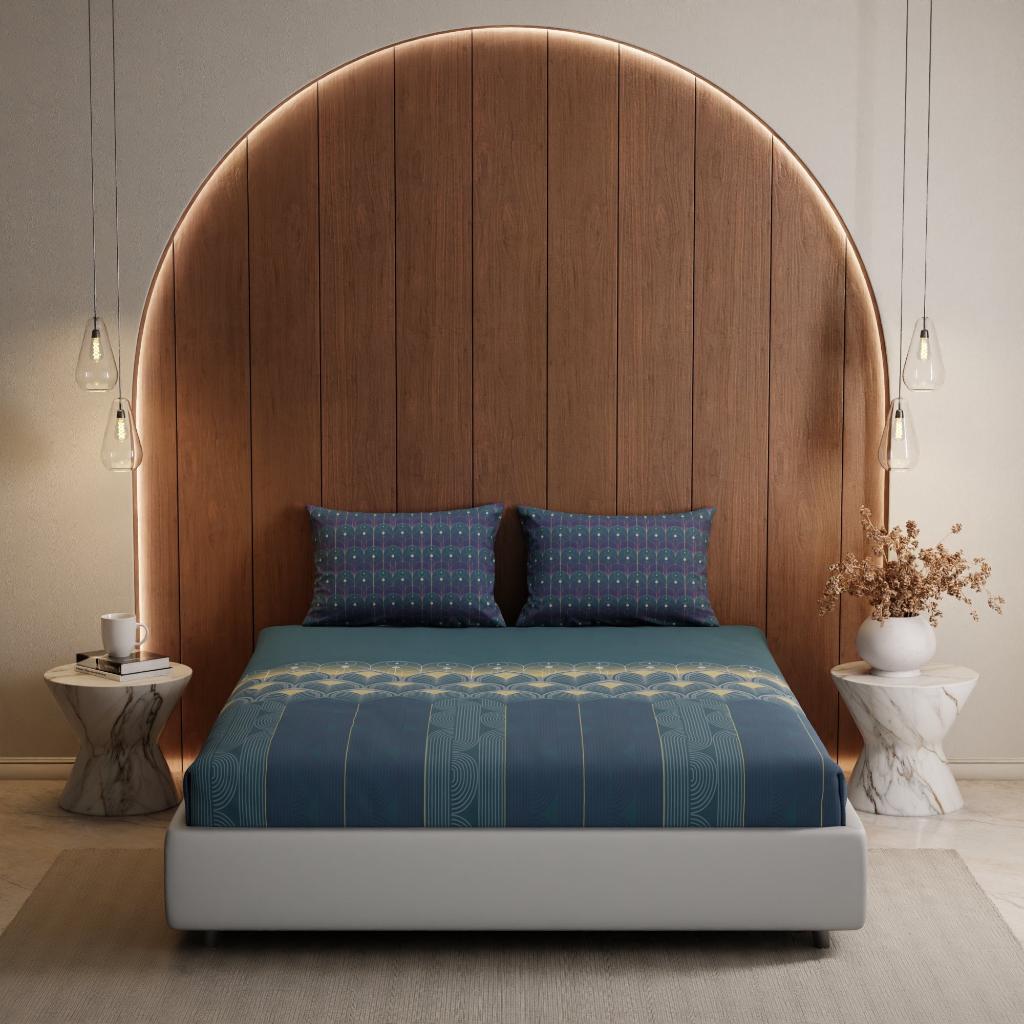 Moonlit Melody Cotton Bedsheet Set