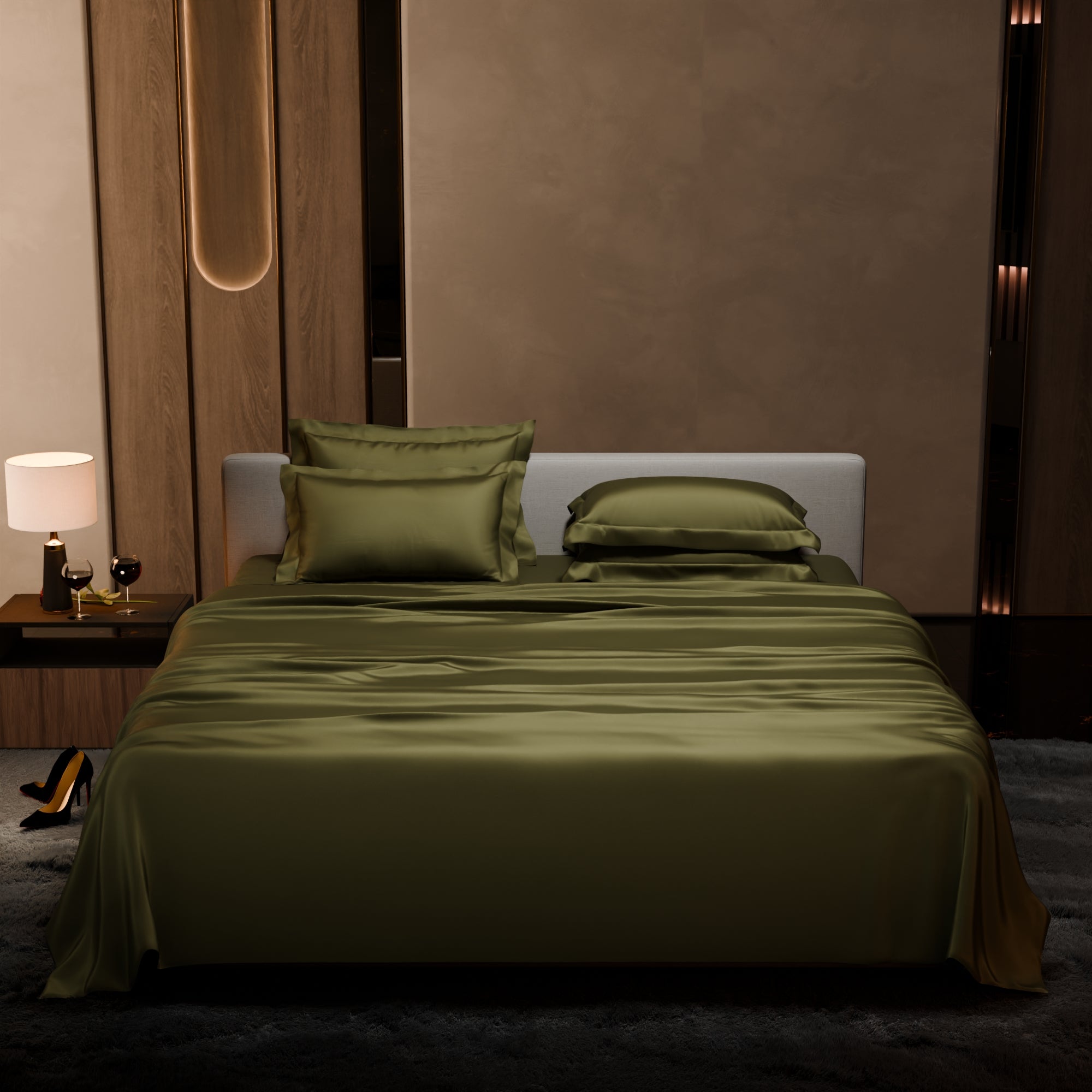 Olive Oasis Flat Super King Bedsheet Set
