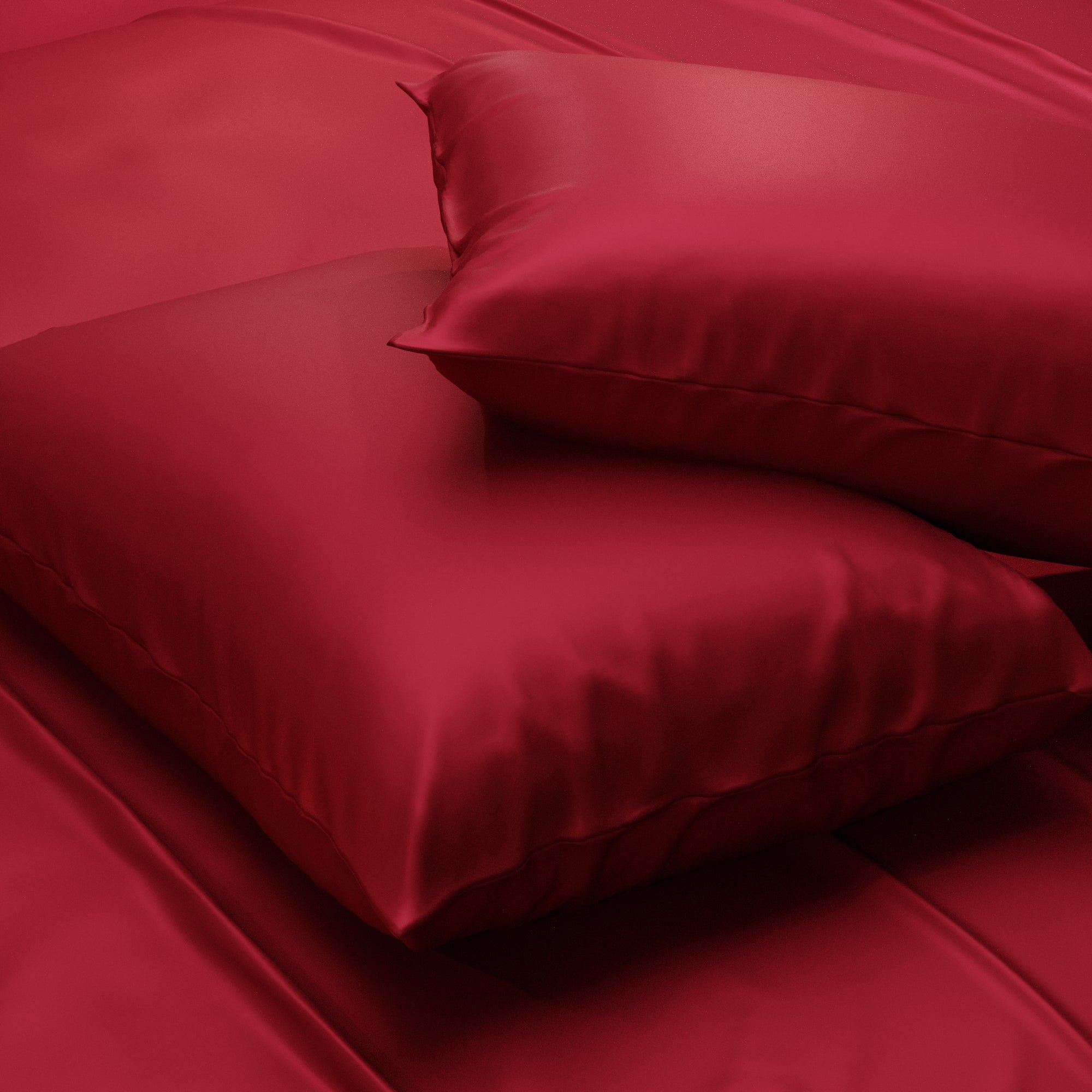 Silk-Like Flirty Red Pillow Covers - Set of 2