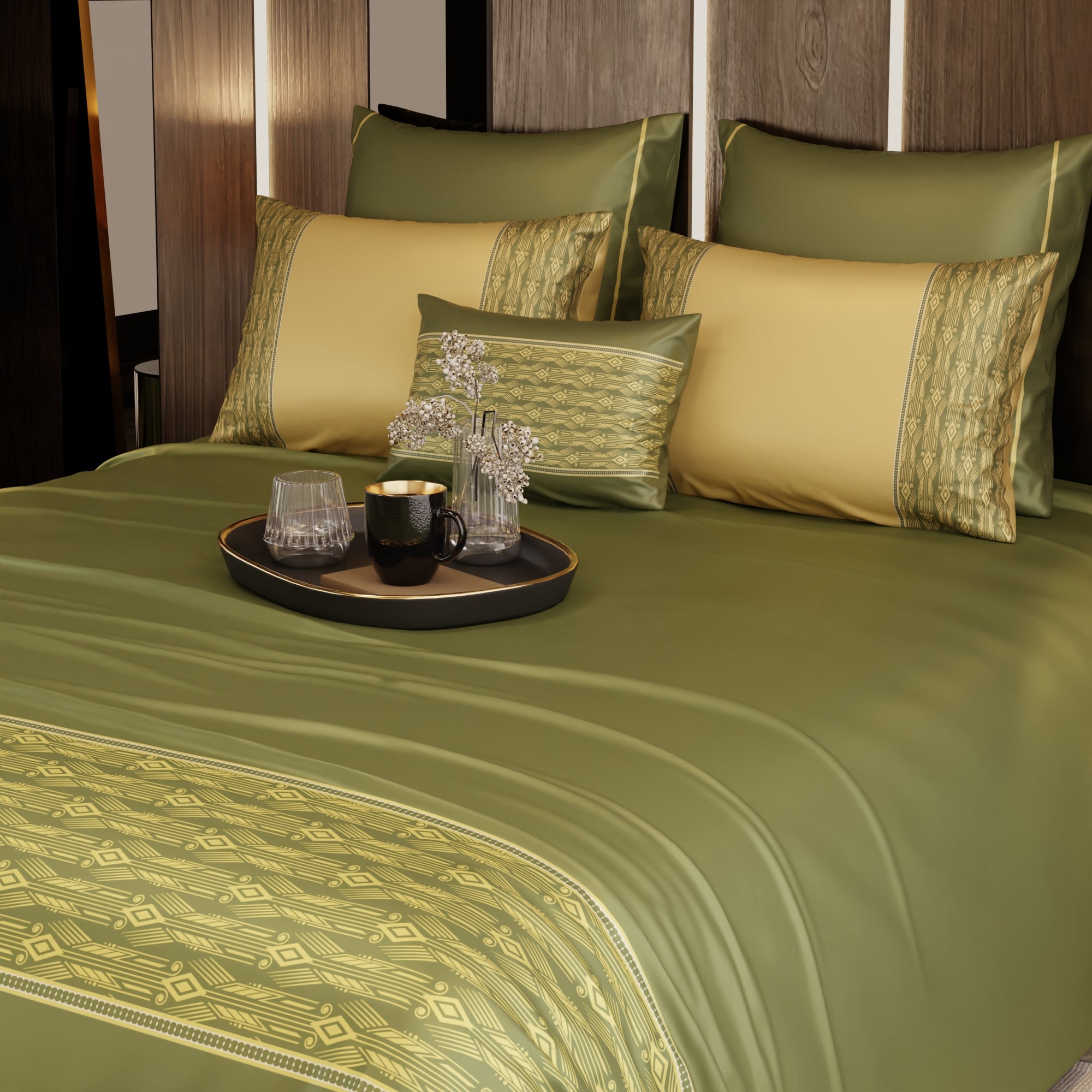 Regal Olive 6 Piece Bedsheet Set