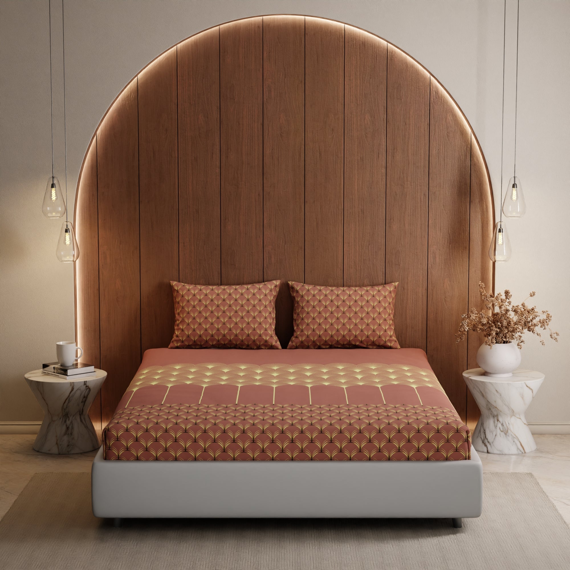 Ember Glow Cotton Bedsheet Set