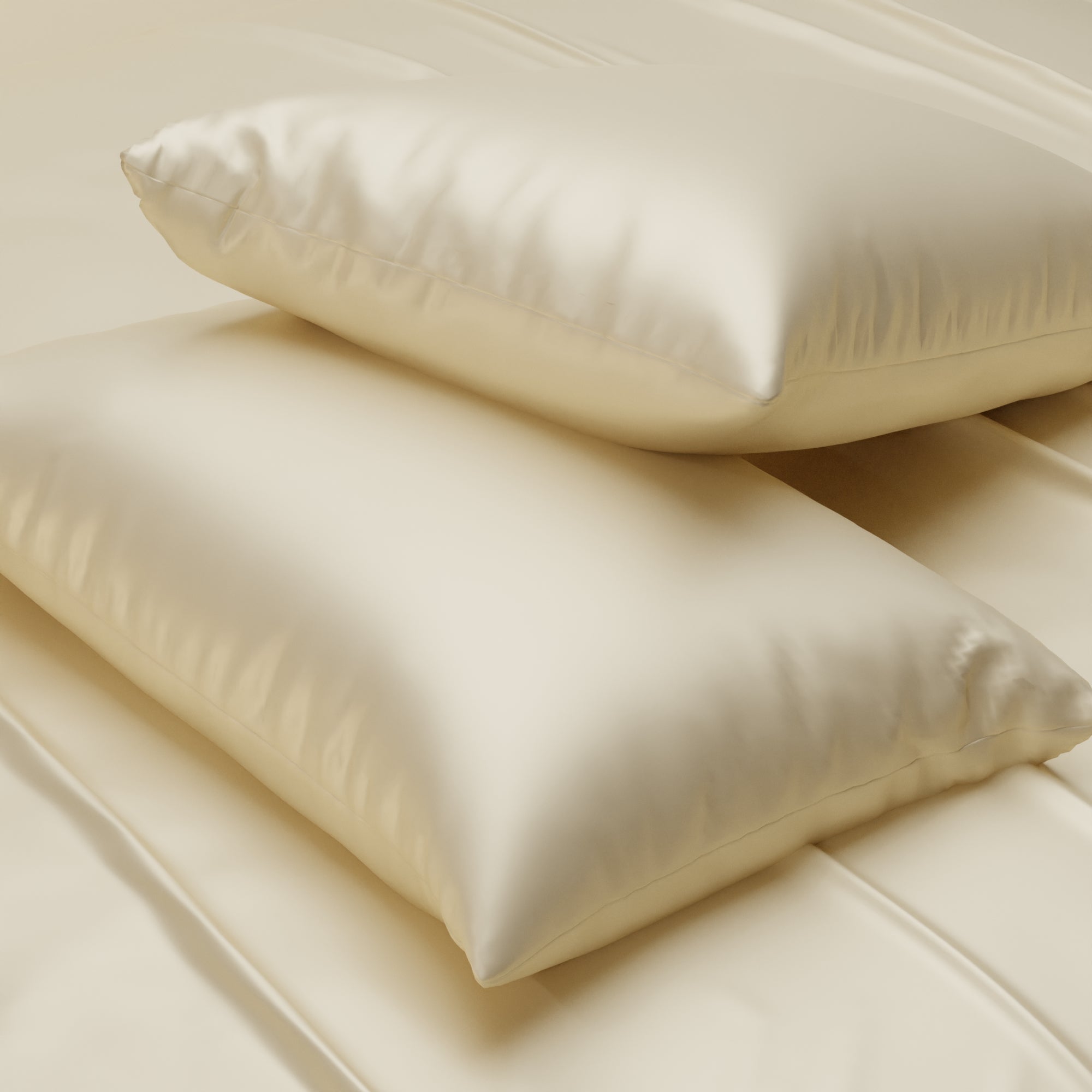 Silk-Like Charming Ivory Pillow Covers - Set of 2