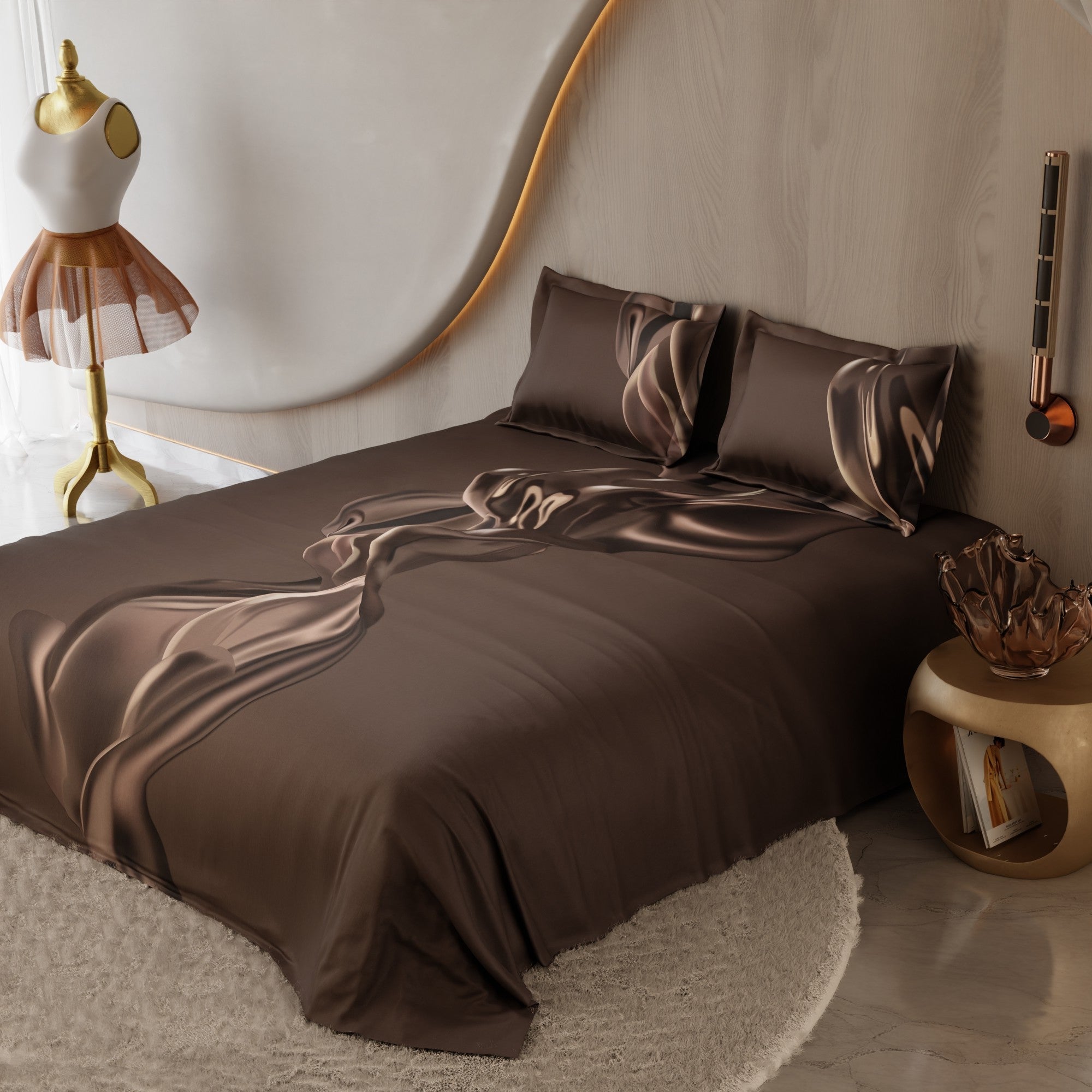 Sepia Swirl 100% Cotton Bedsheet Set