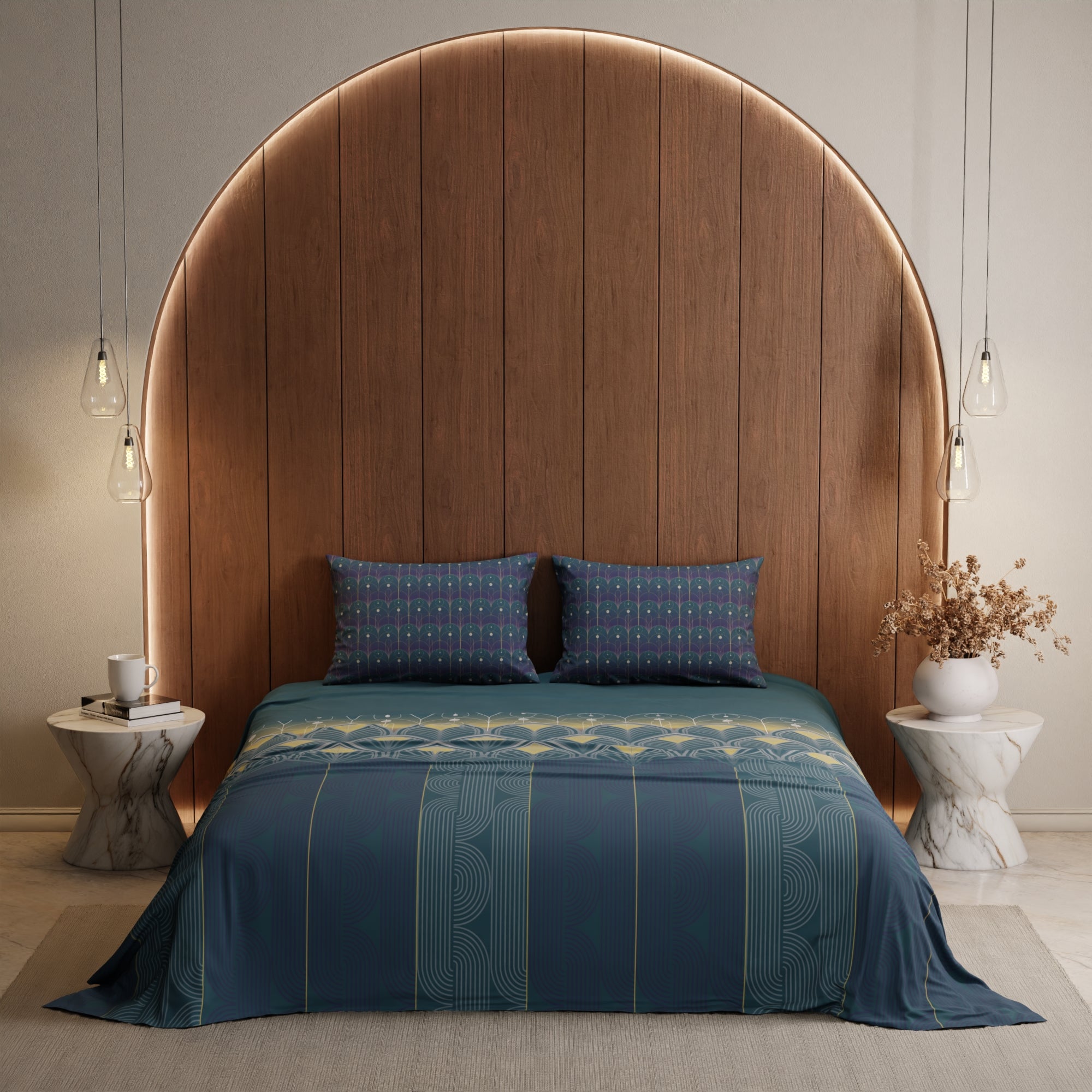 Moonlit Melody Cotton Bedsheet Set