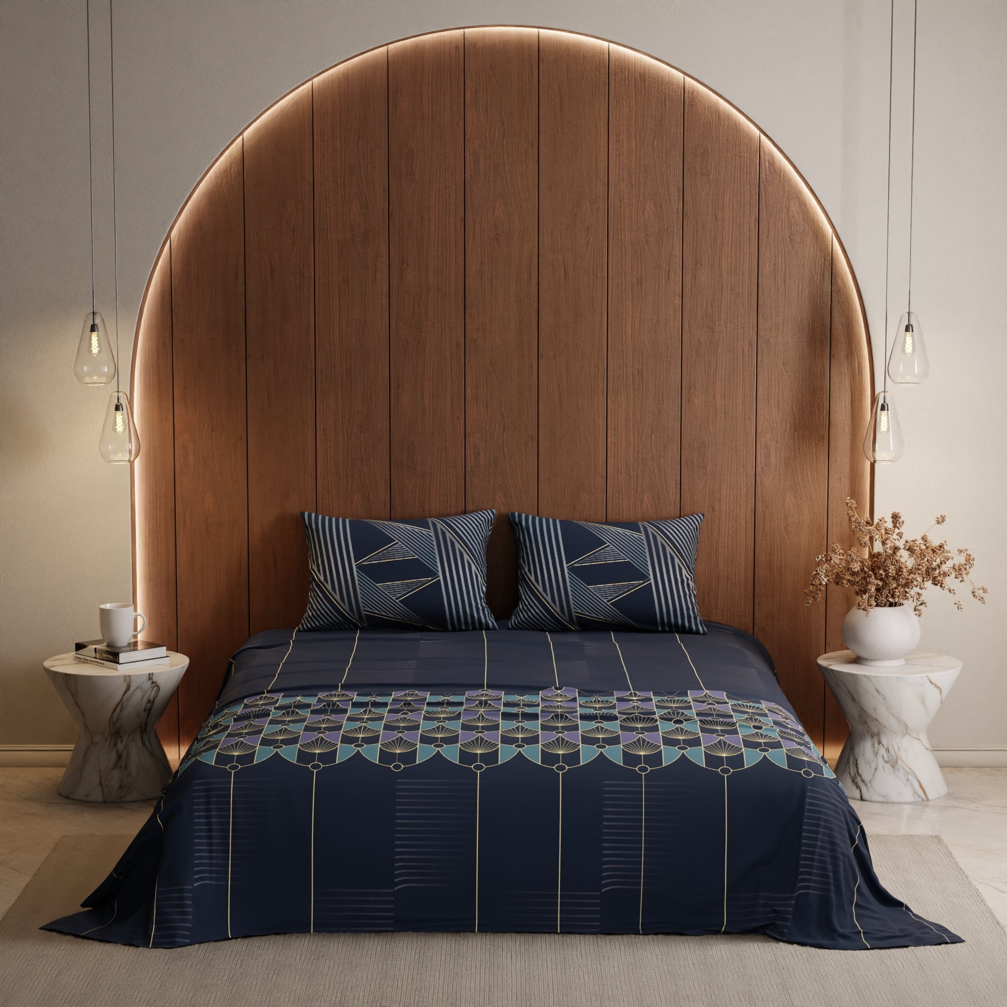 Lunar Elegance Cotton Bedsheet Set