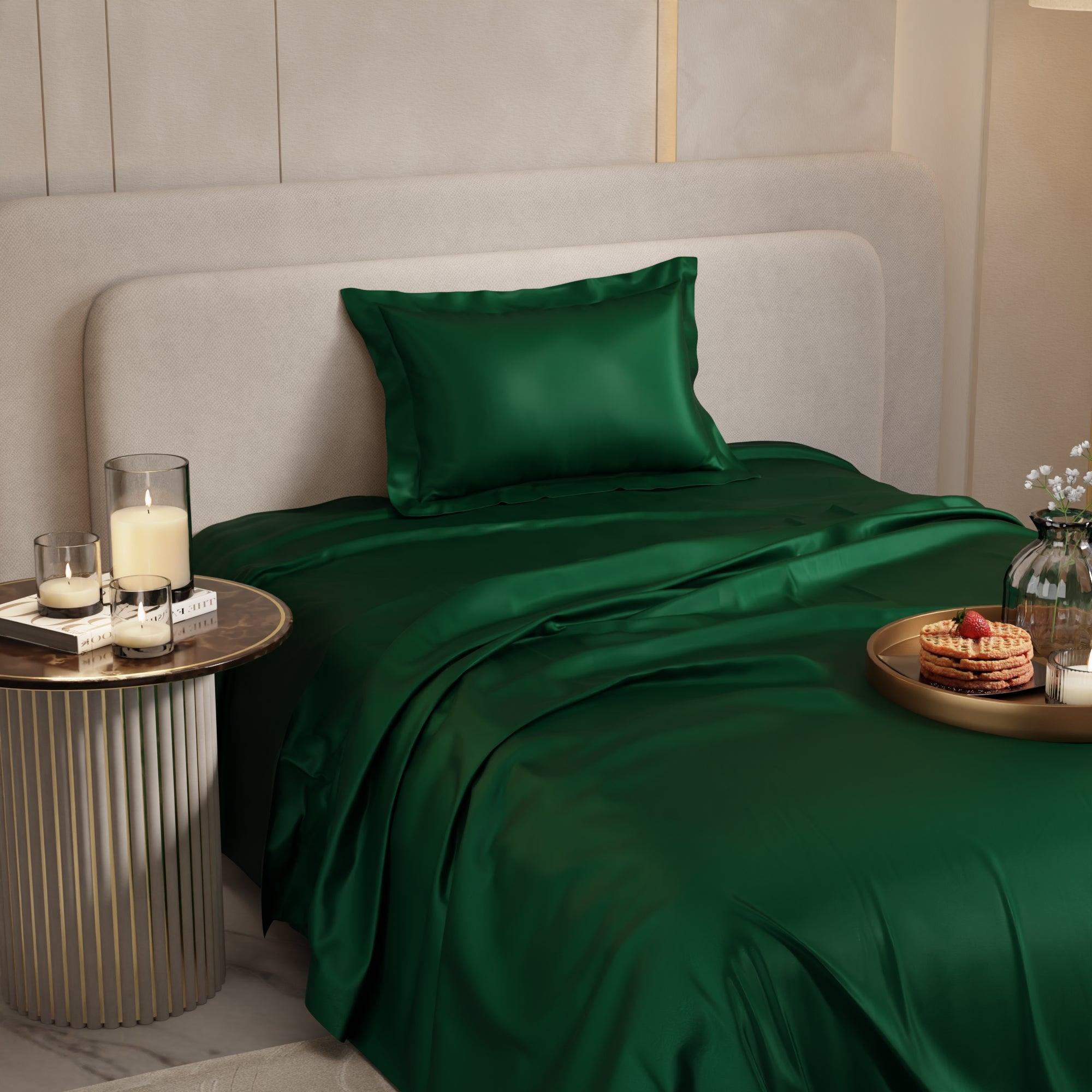Emerald Green Flat Bedsheet Set