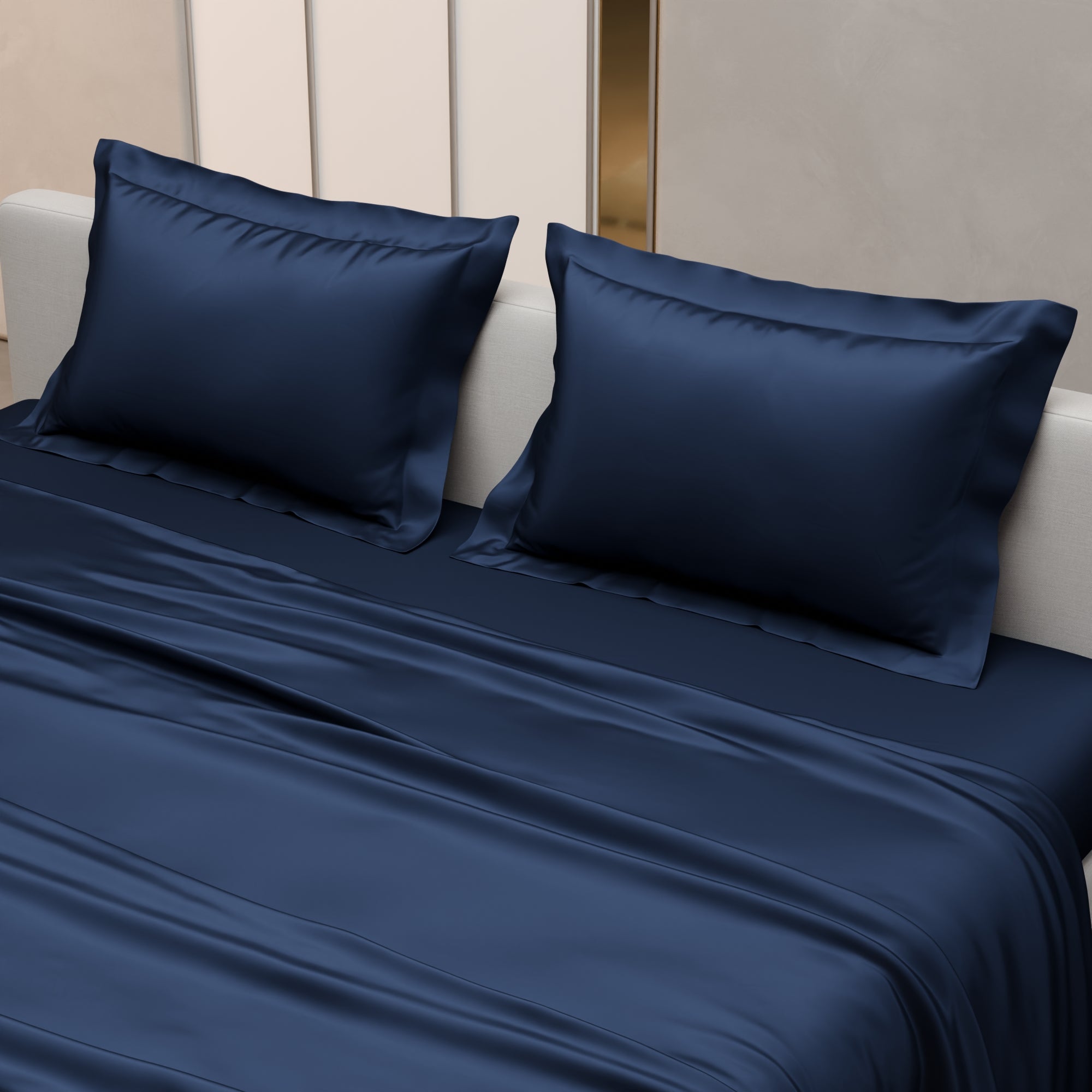 Mystique Blue Flat Bedsheet Set