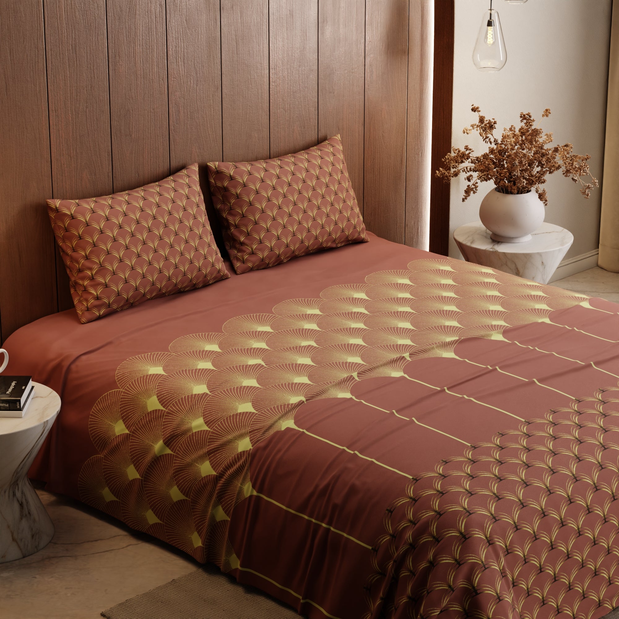 Ember Glow Cotton Bedsheet Set