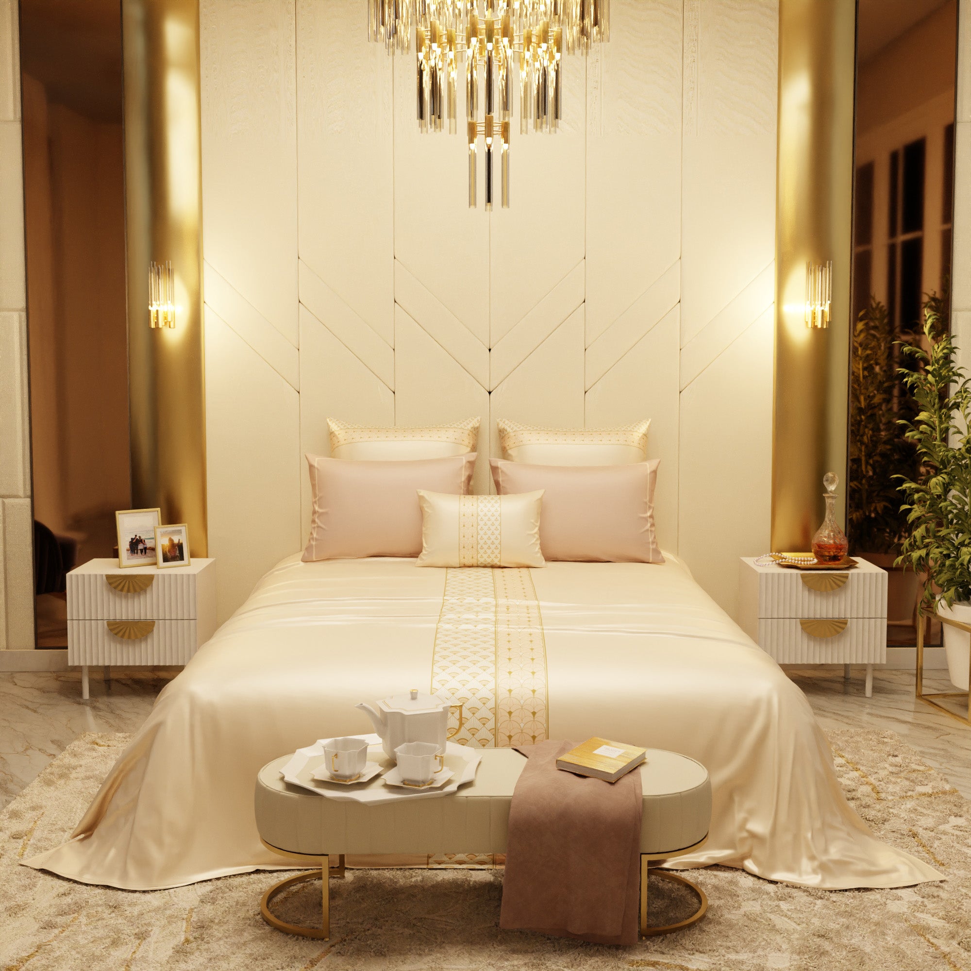 Queen's Blush 6 Piece Bedsheet Set