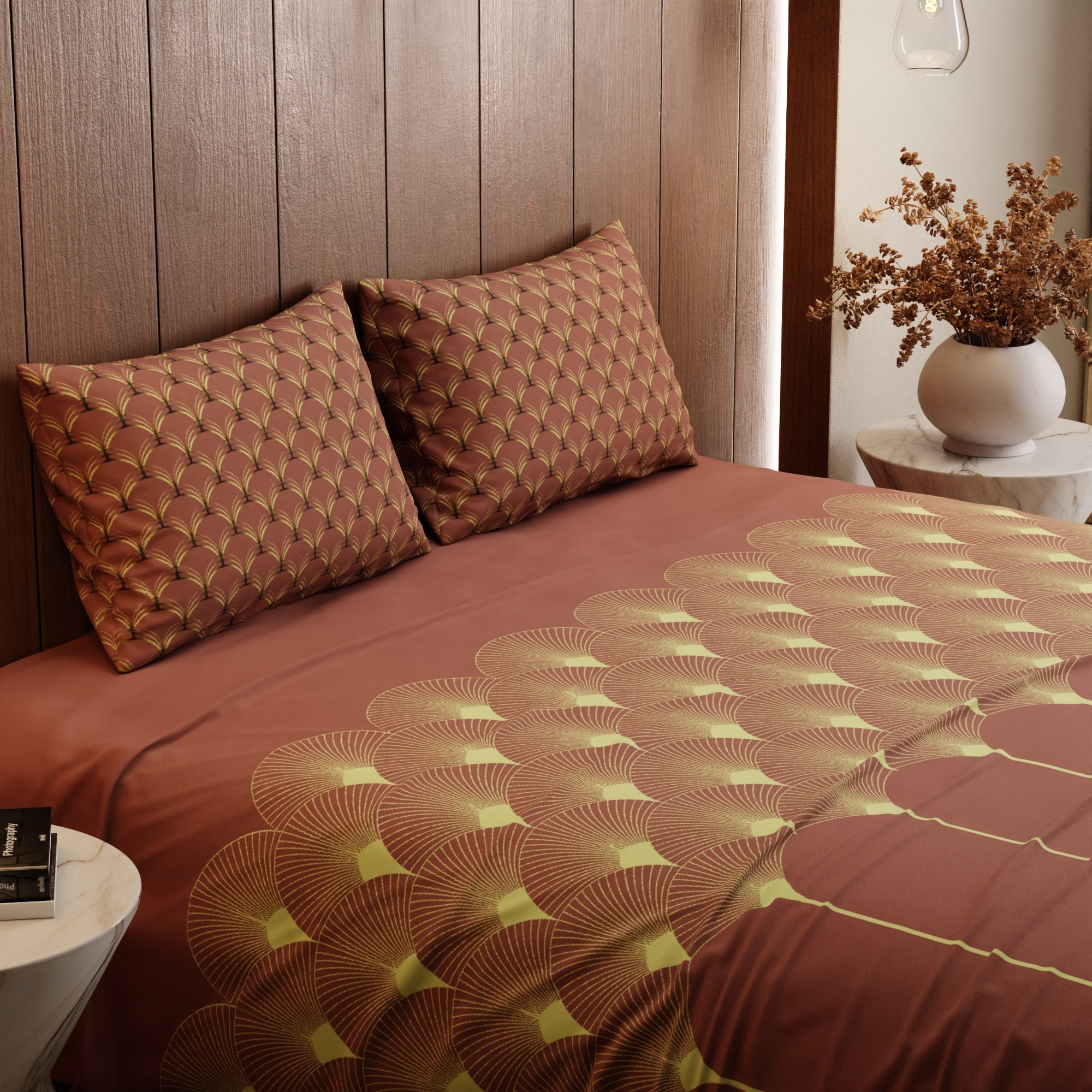 Ember Glow Cotton Bedsheet Set