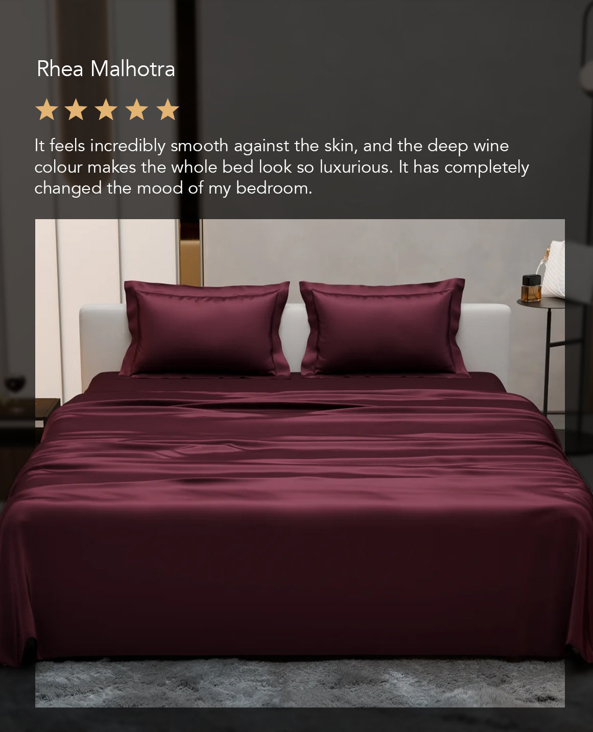Velvet Wine Flat Bedsheet Set