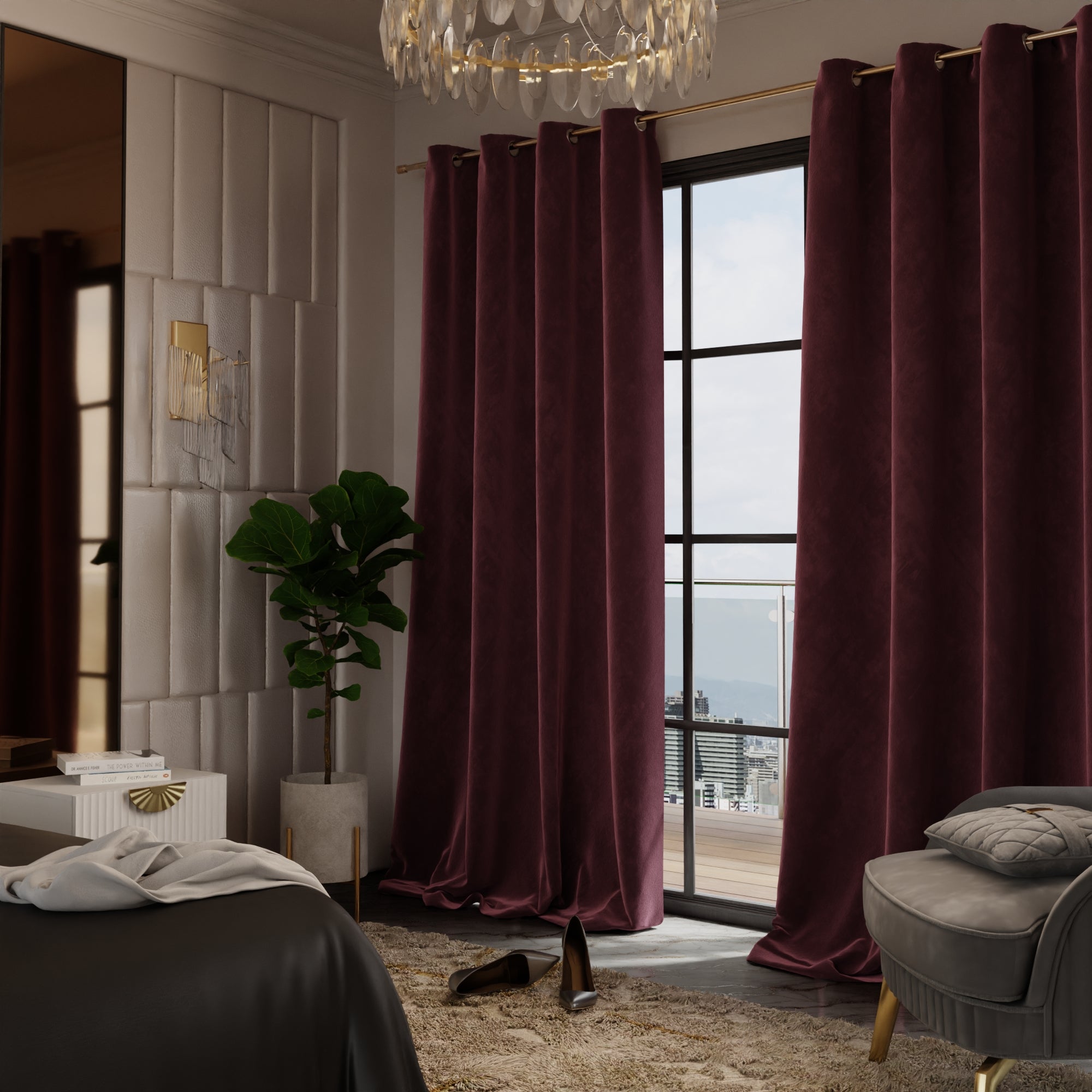 Vintage Wine - Pack of 2 Velvet Curtains