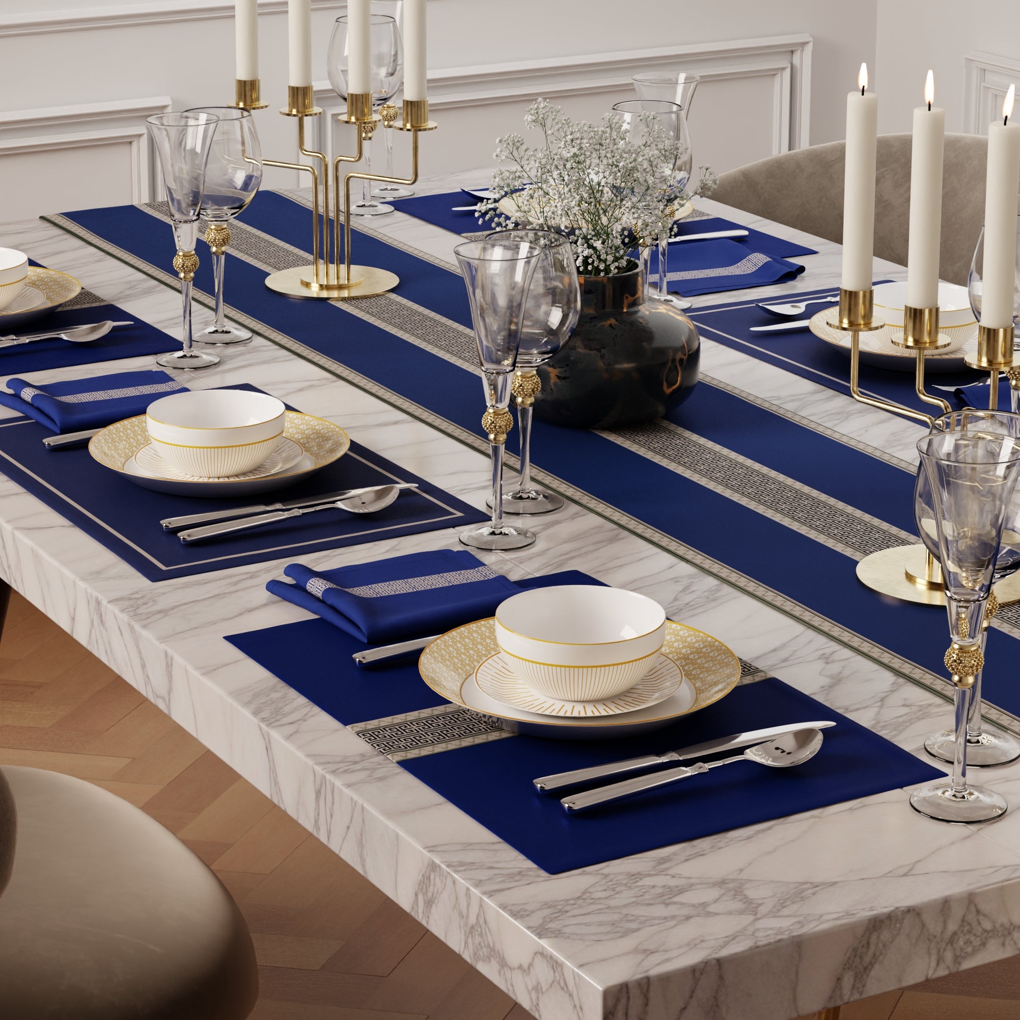 Indigo Elegance Table Linen Set