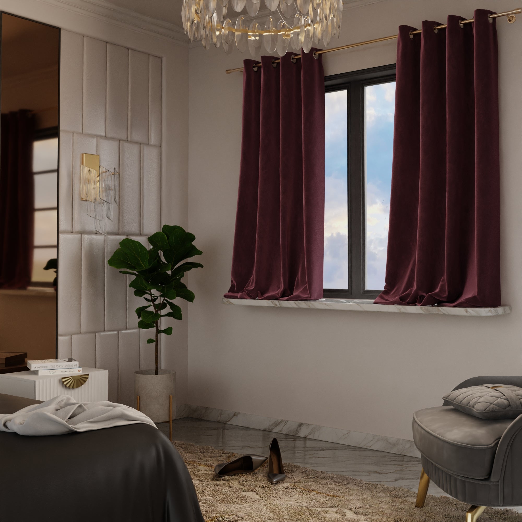 Vintage Wine - Pack of 2 Velvet Curtains