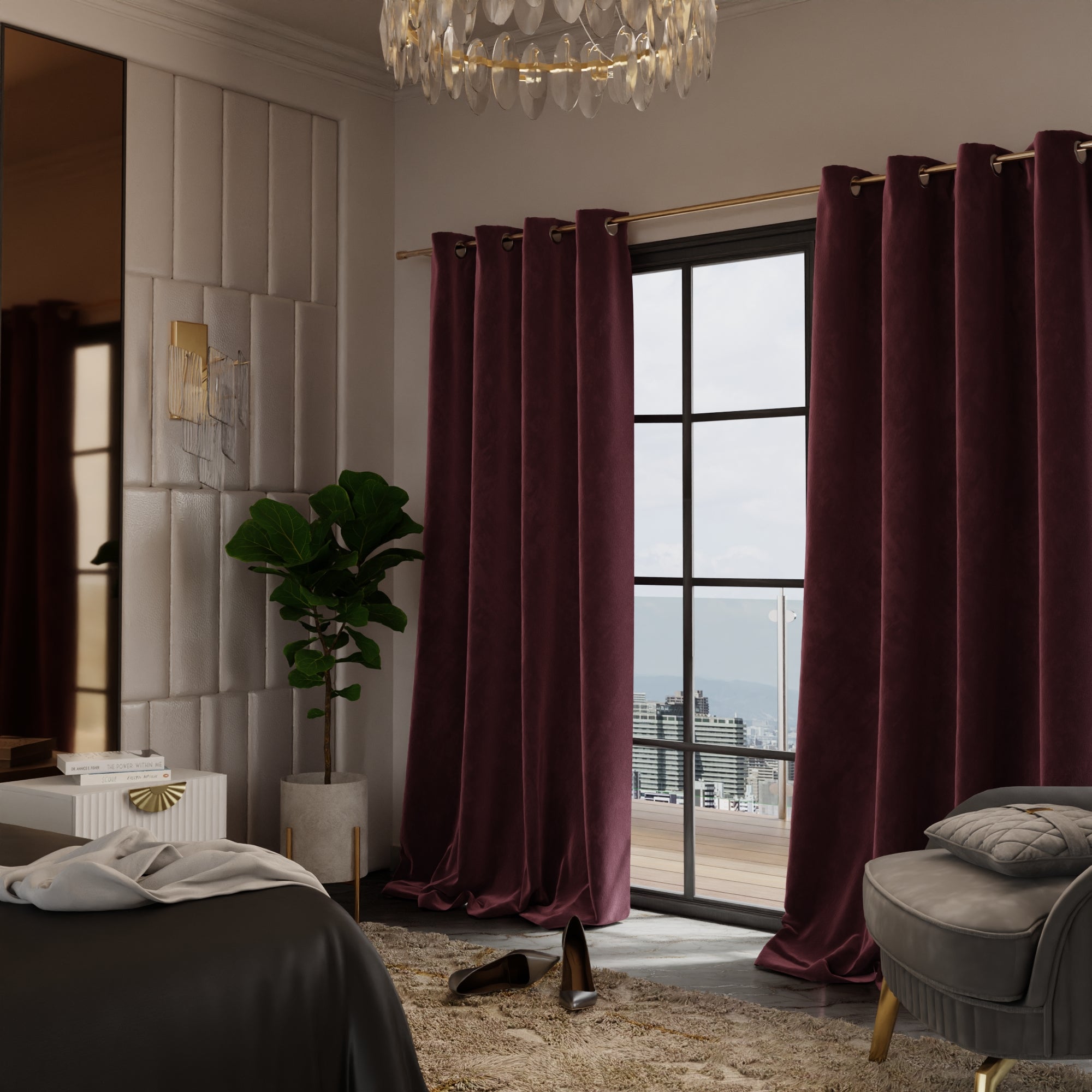 Vintage Wine - Pack of 2 Velvet Curtains
