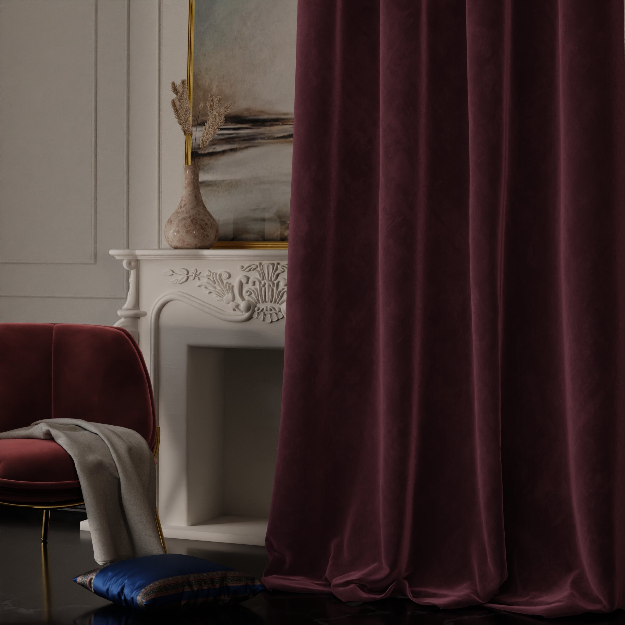 Vintage Wine - Pack of 2 Velvet Curtains