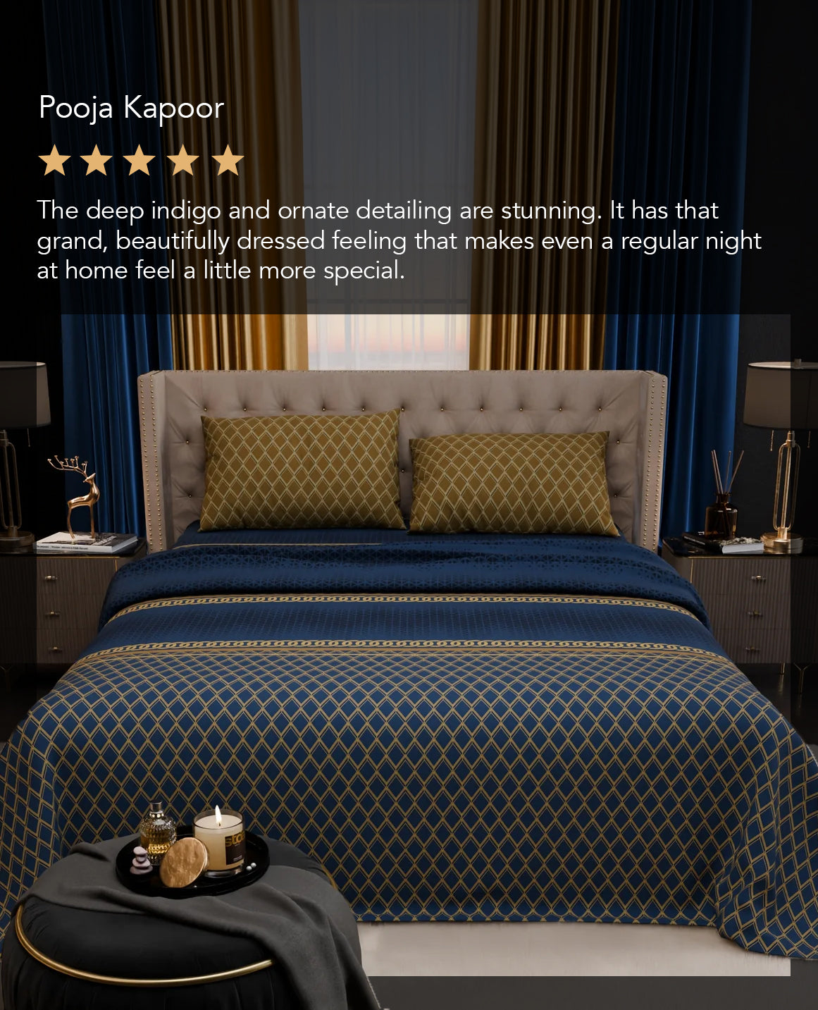 Indigo Arcadia Cotton Bedsheet Set
