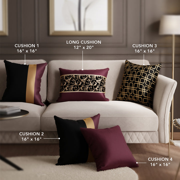 Wine Splendour Cushion Cover Set of 5