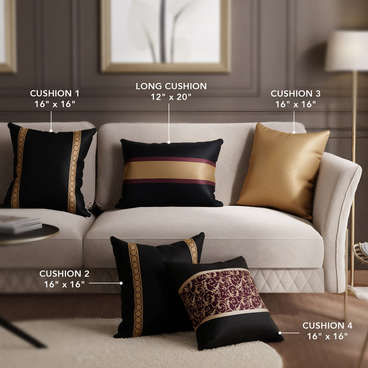 Gilded Noir Cushion Cover Set of 5