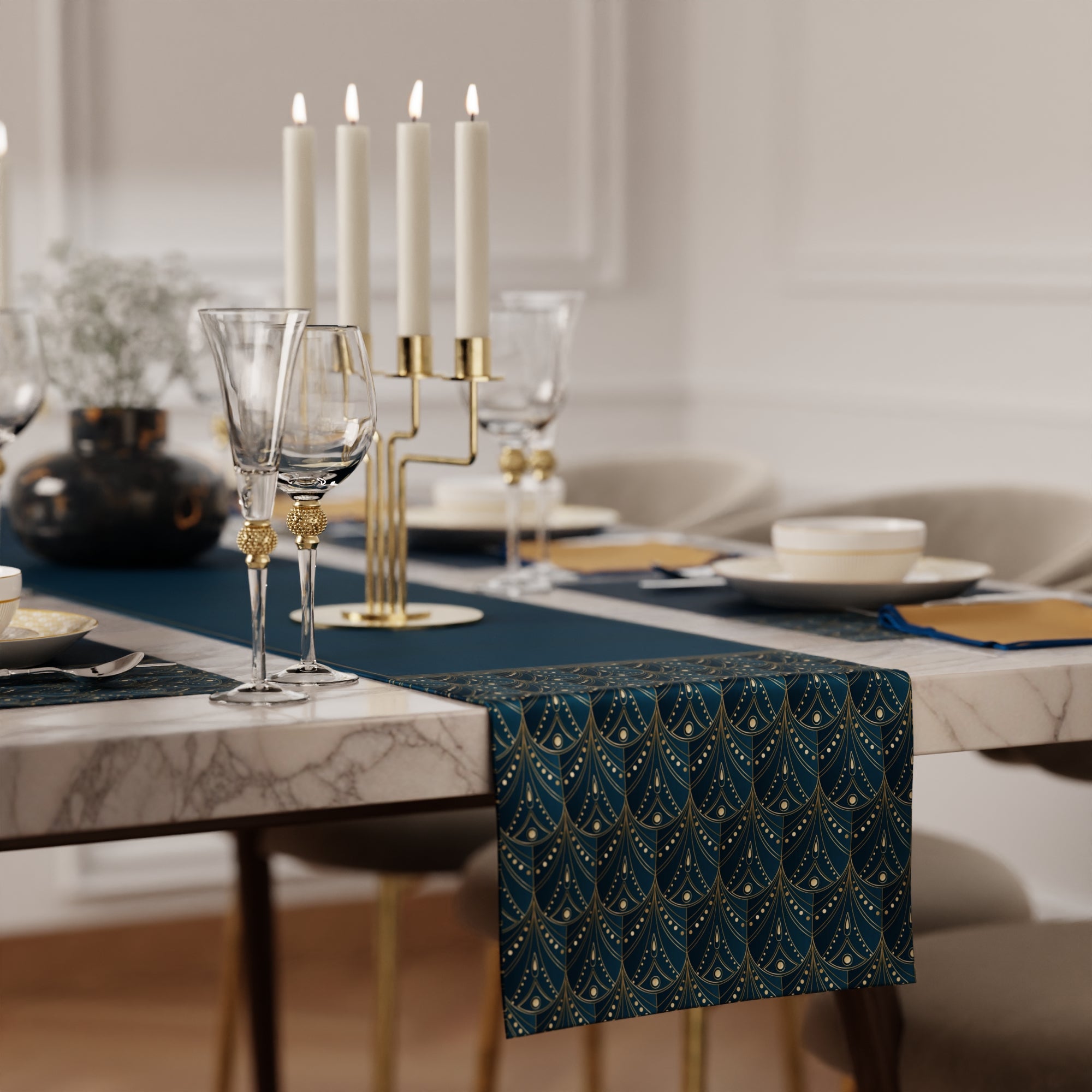 Teal Revelry Table Linen Set