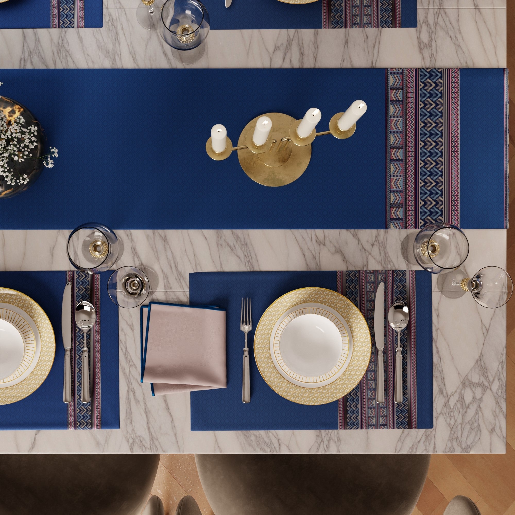 Royal Blue Feast Table Linen Set