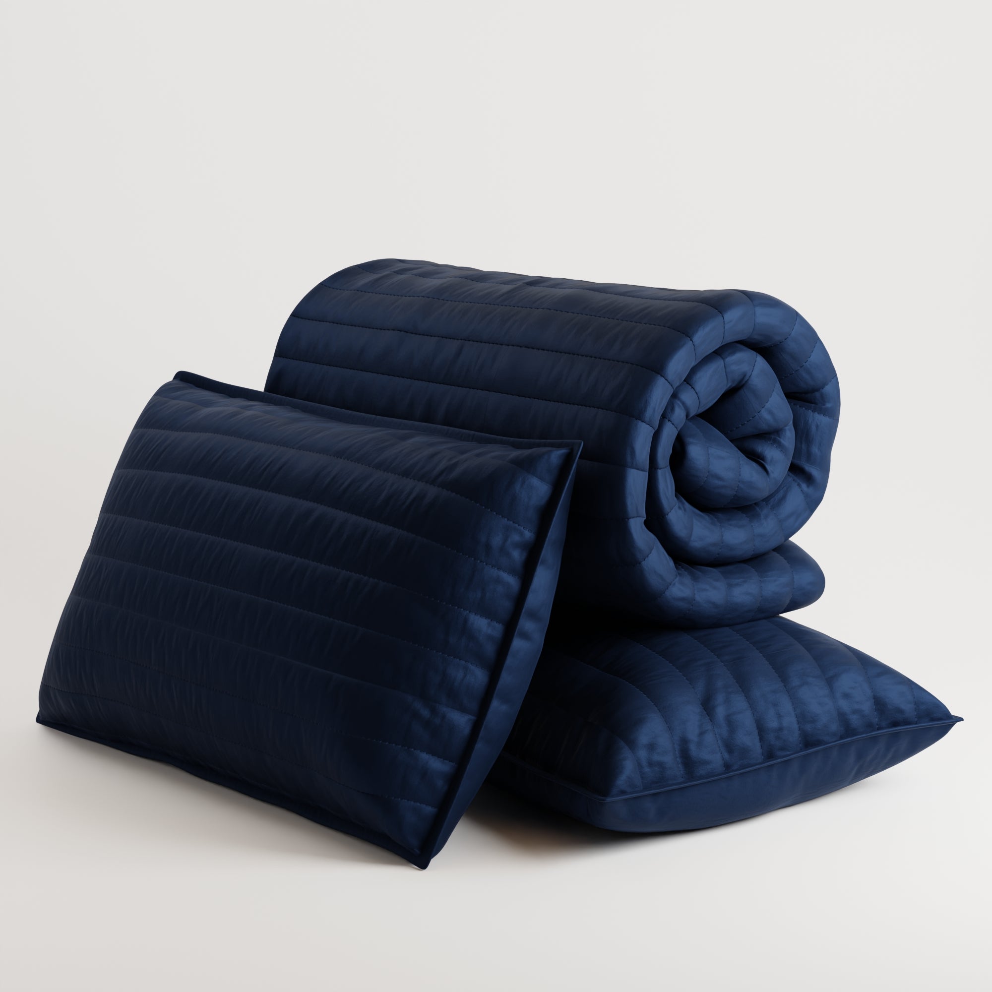 Mystique Blue Quilted King Bed Cover Set