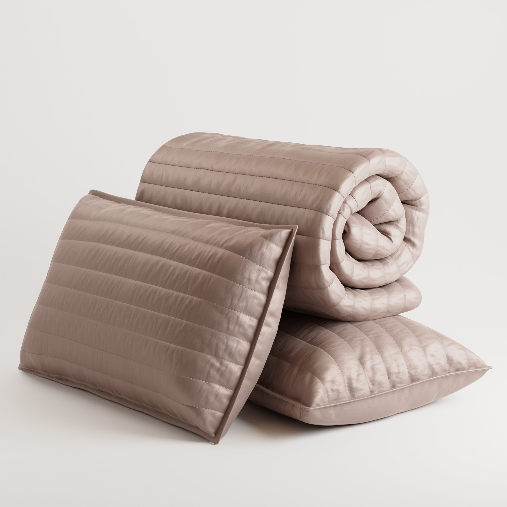 Champagne Quilted King Bed Cover Set