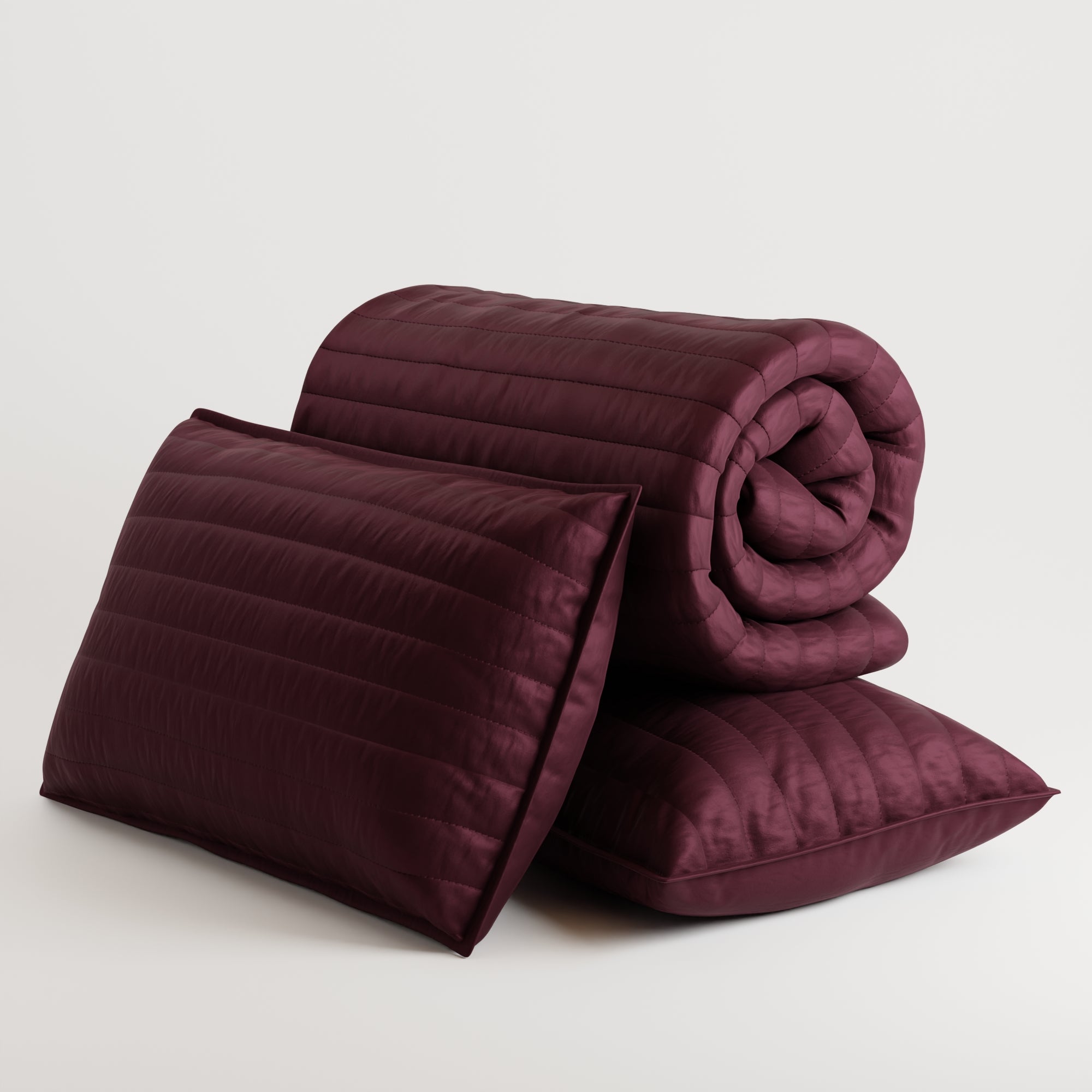 Velvet Wine Quilted King Bed Cover Set