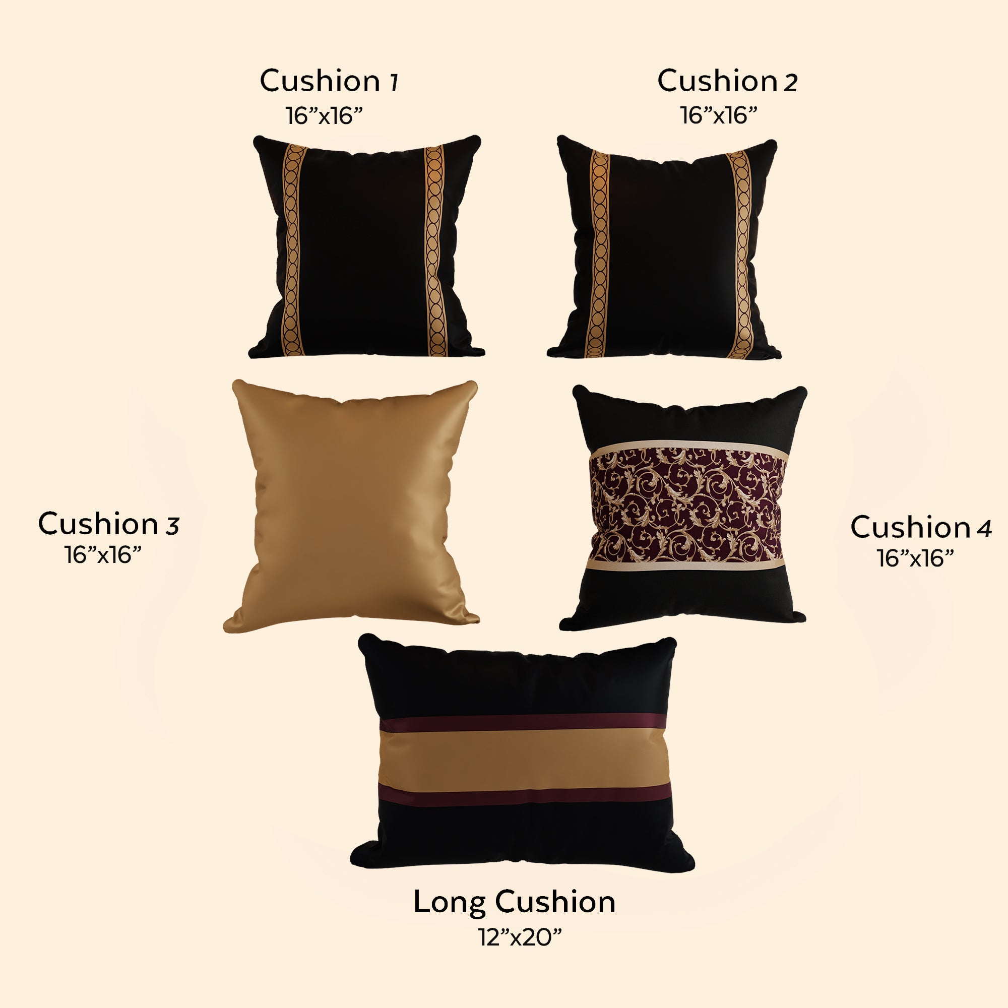 Gilded Noir Cushion Cover Set of 5