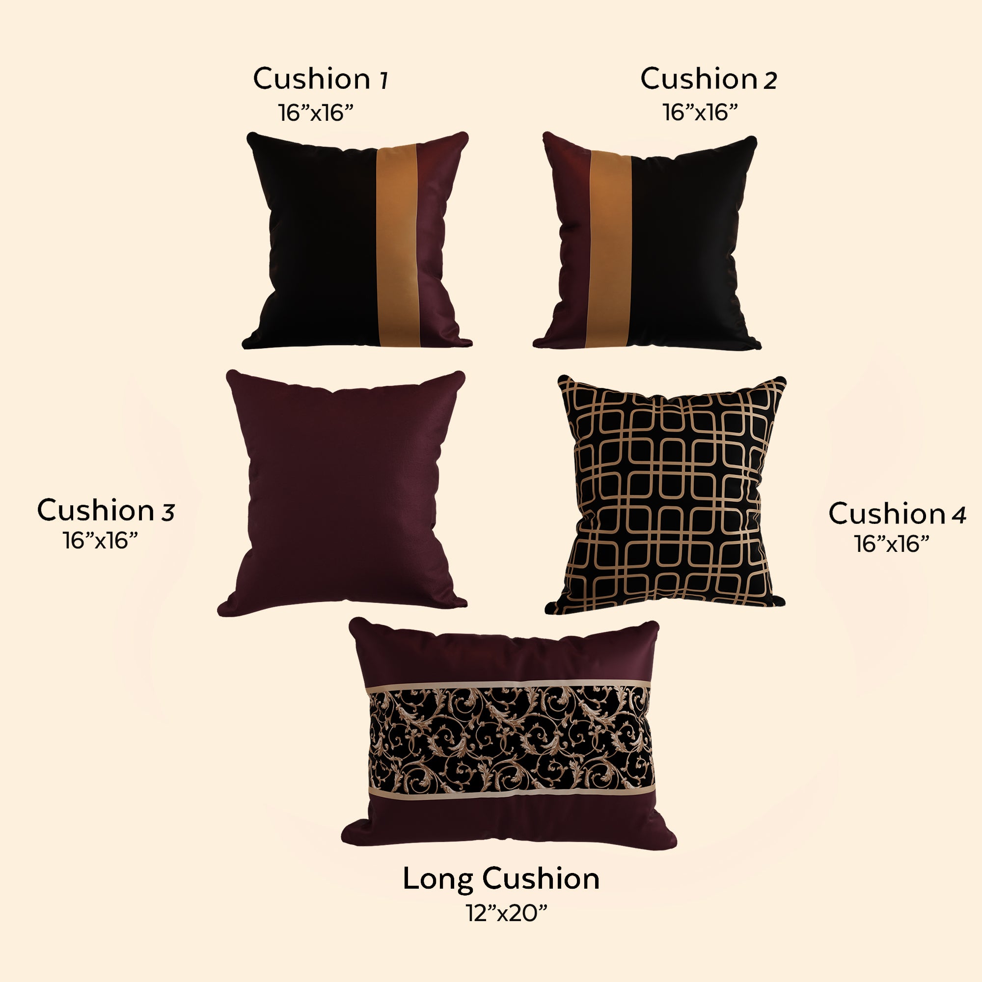 Wine Splendour Cushion Cover Set of 5