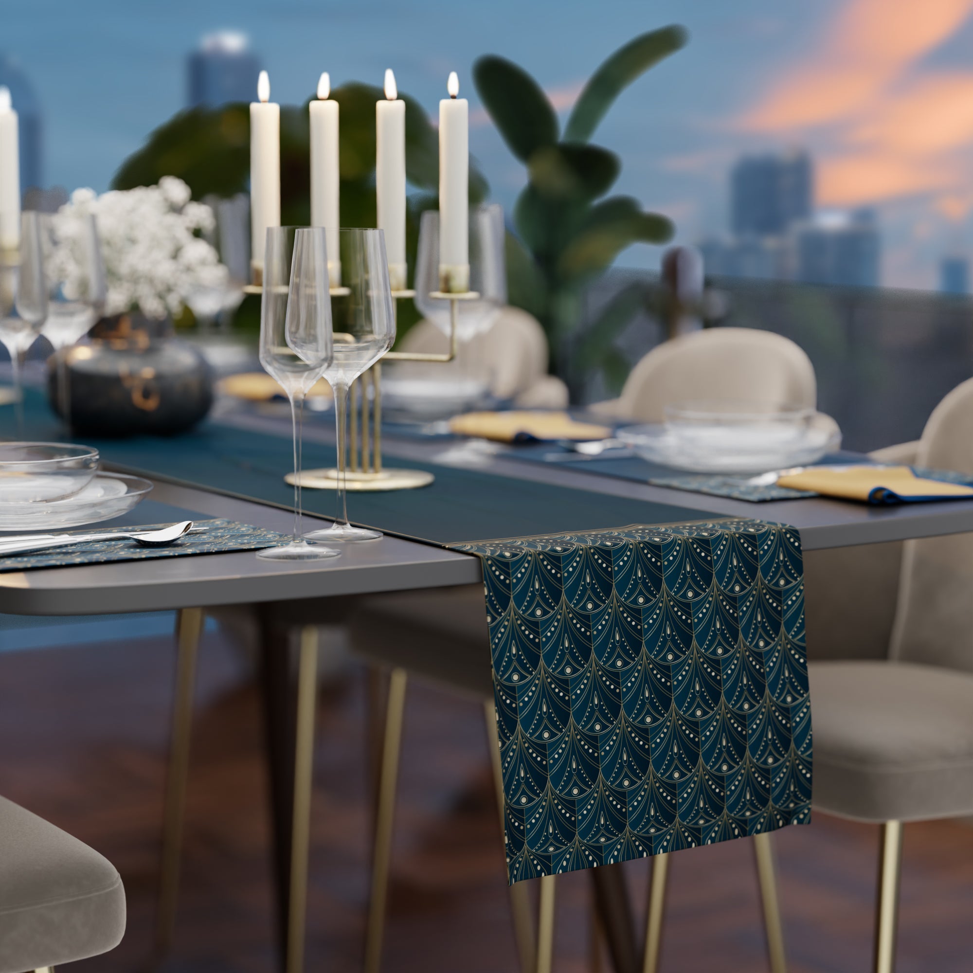 Teal Revelry Table Linen Set