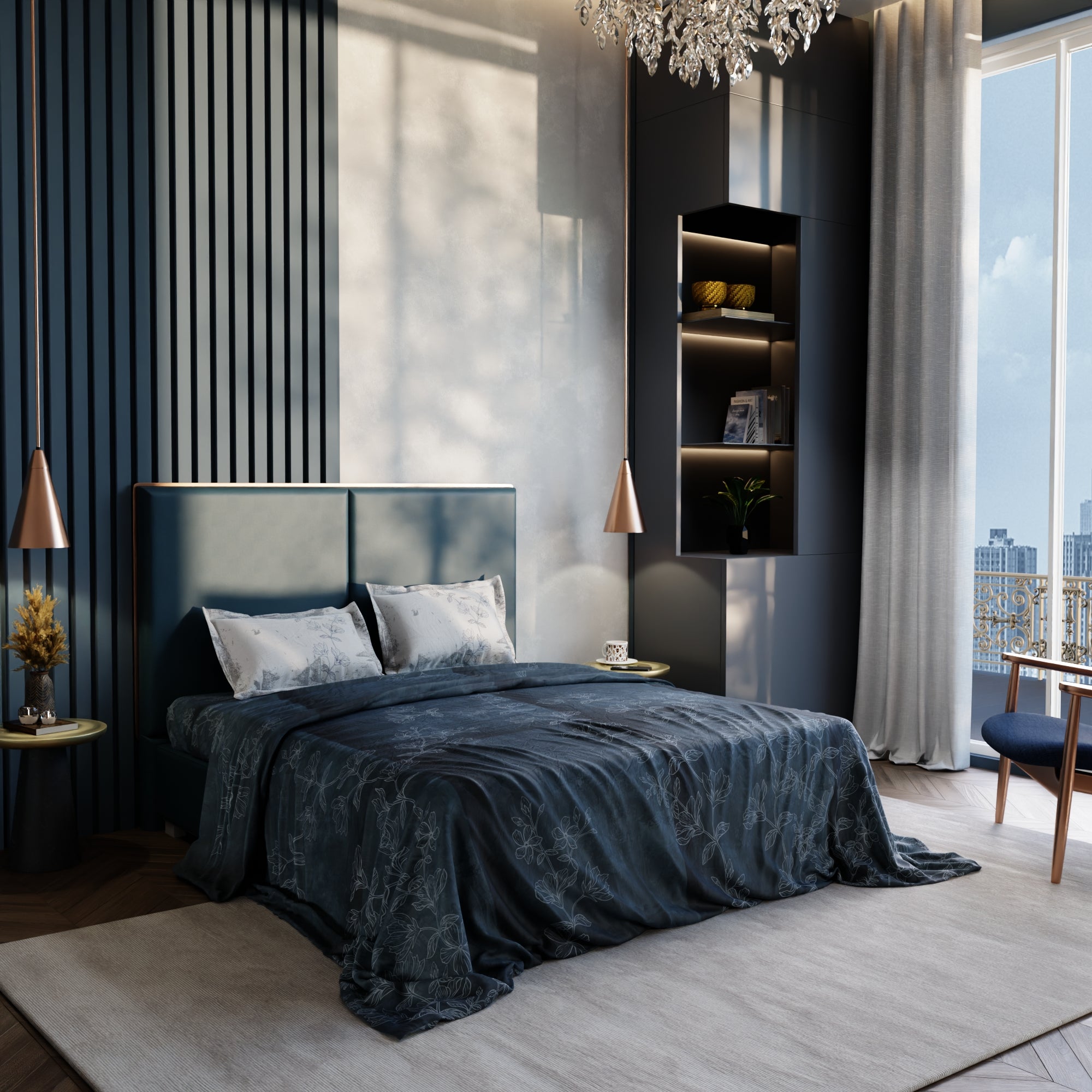 Blue Patina 100% Cotton Bedsheet Set