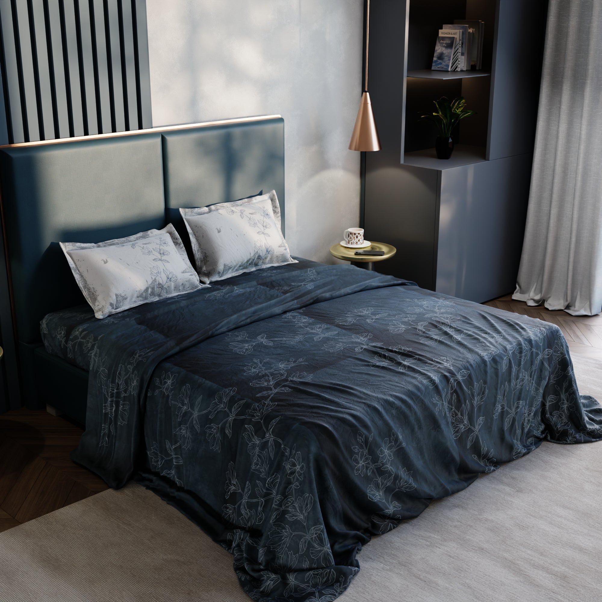 Blue Patina 100% Cotton Bedsheet Set
