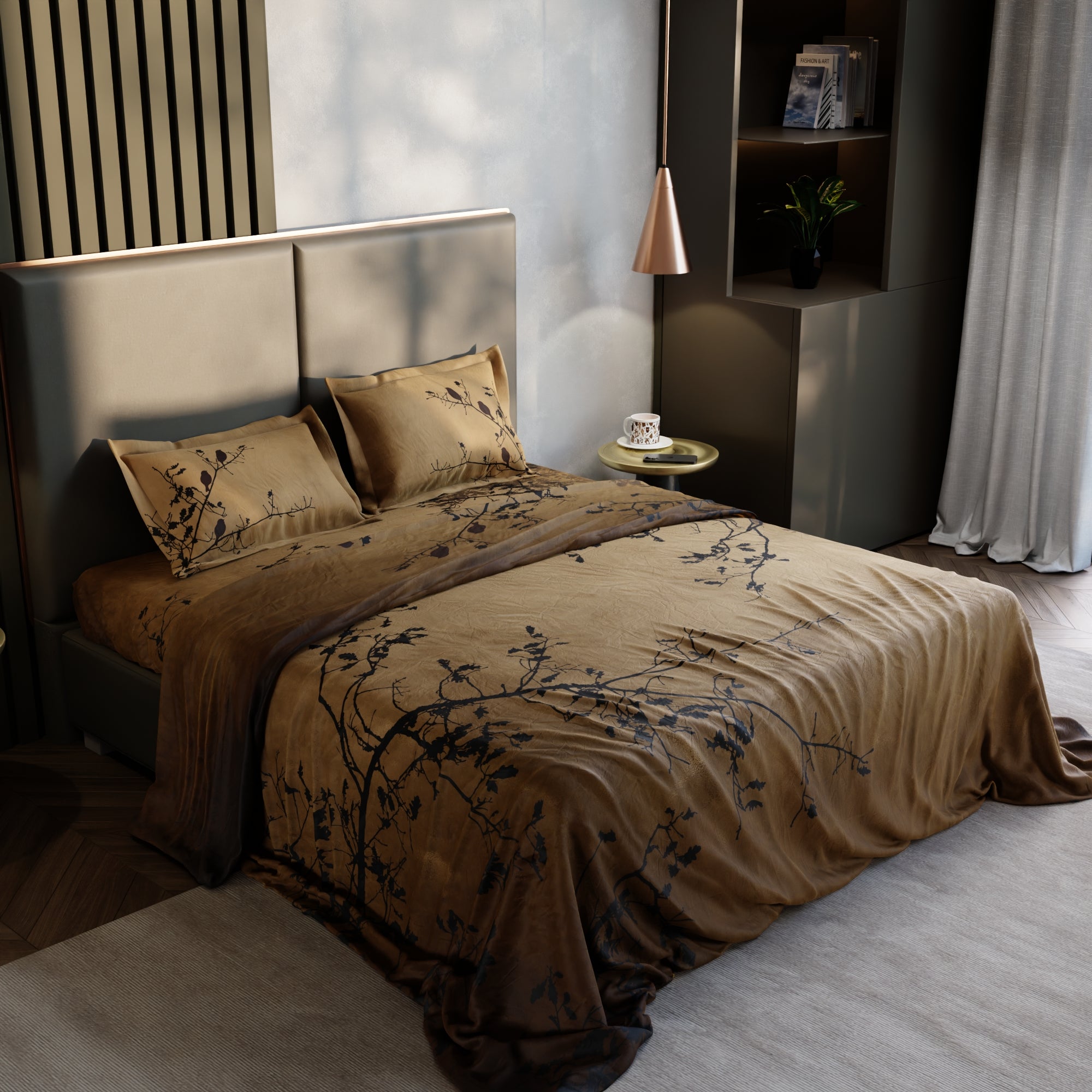 Autumn Perch 100% Cotton Bedsheet Set