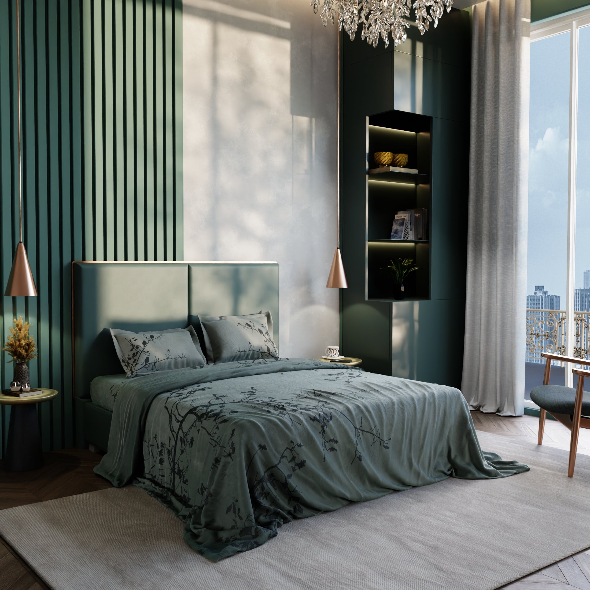 Teal Perch 100% Cotton Bedsheet Set