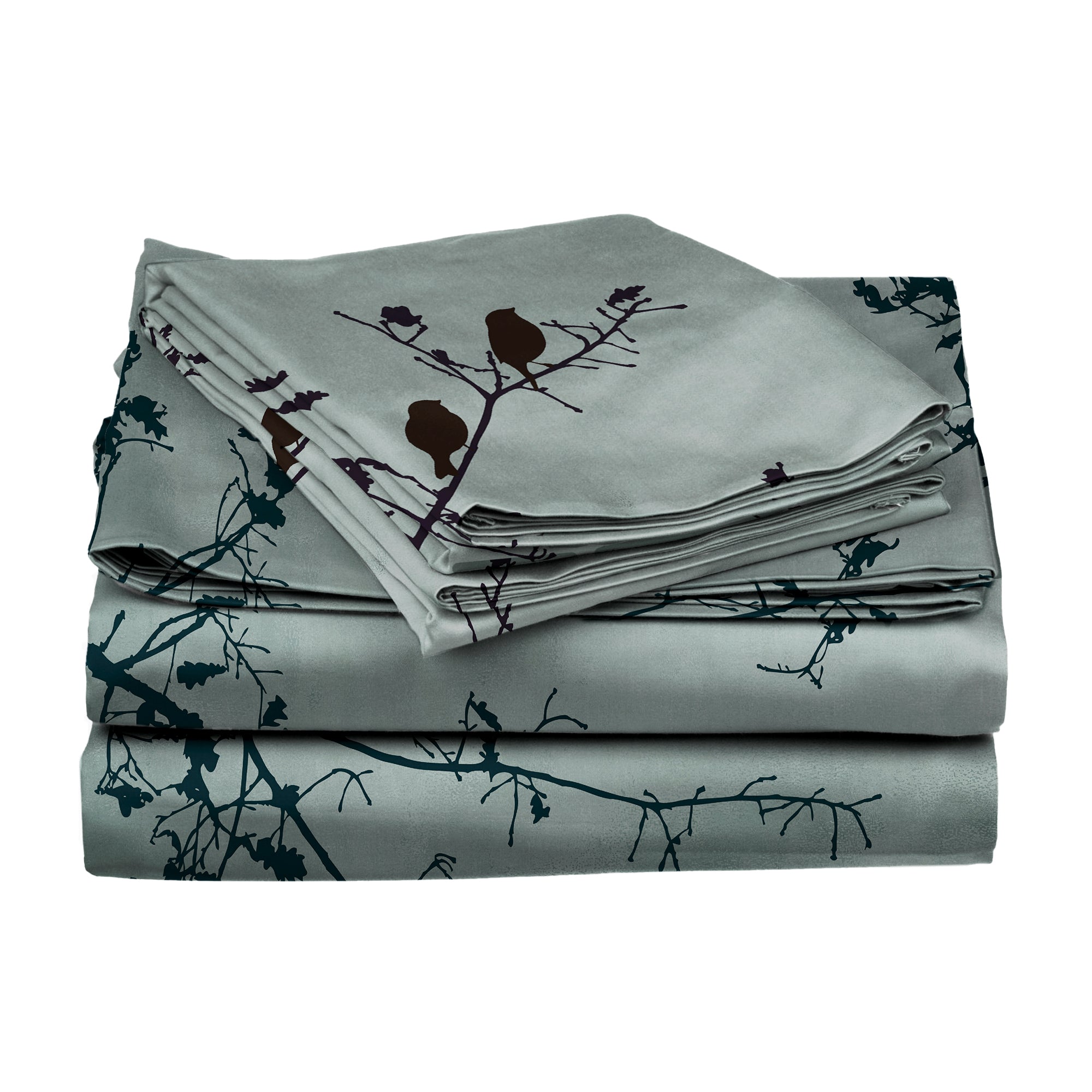Teal Perch 100% Cotton Bedsheet Set