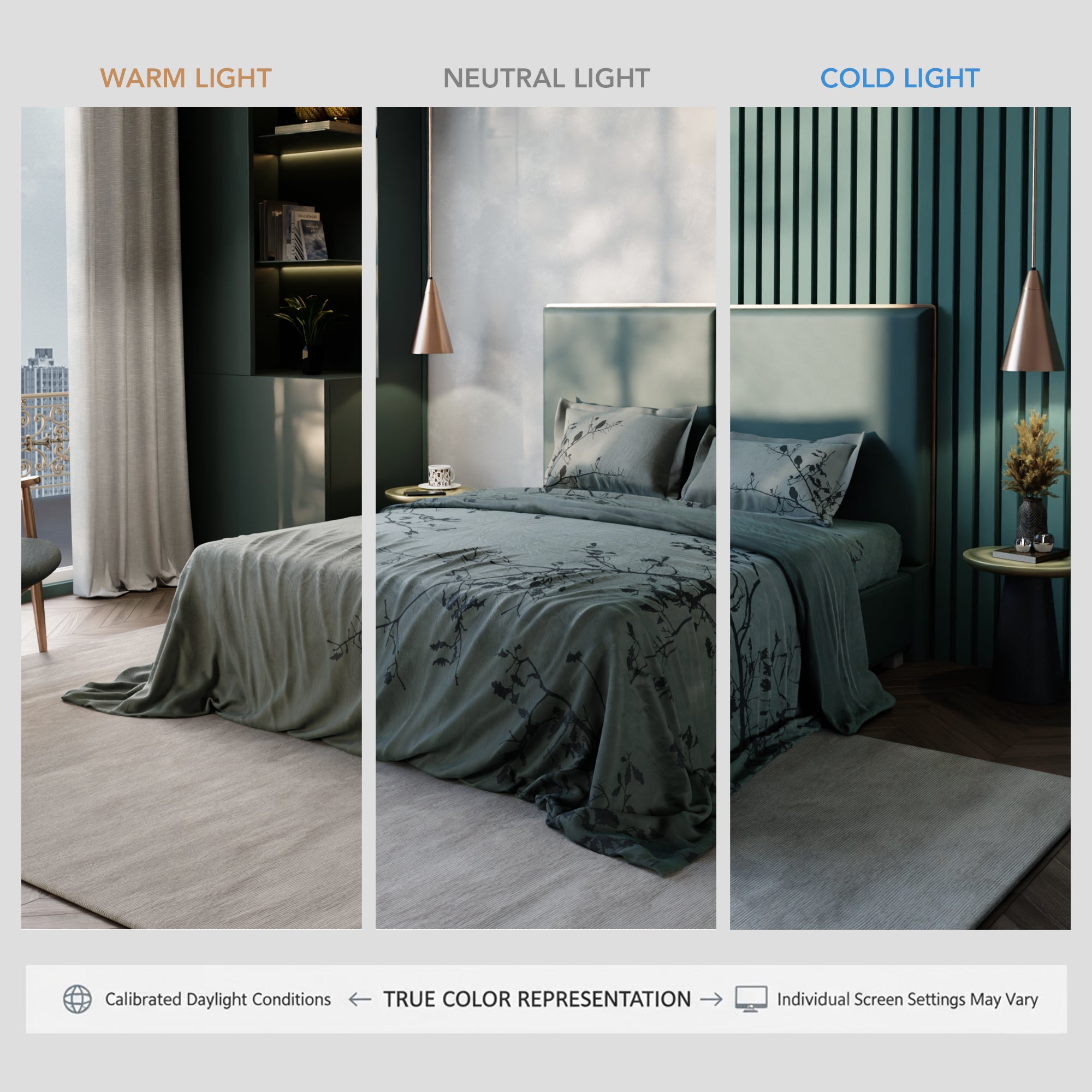 Teal Perch 100% Cotton Bedsheet Set