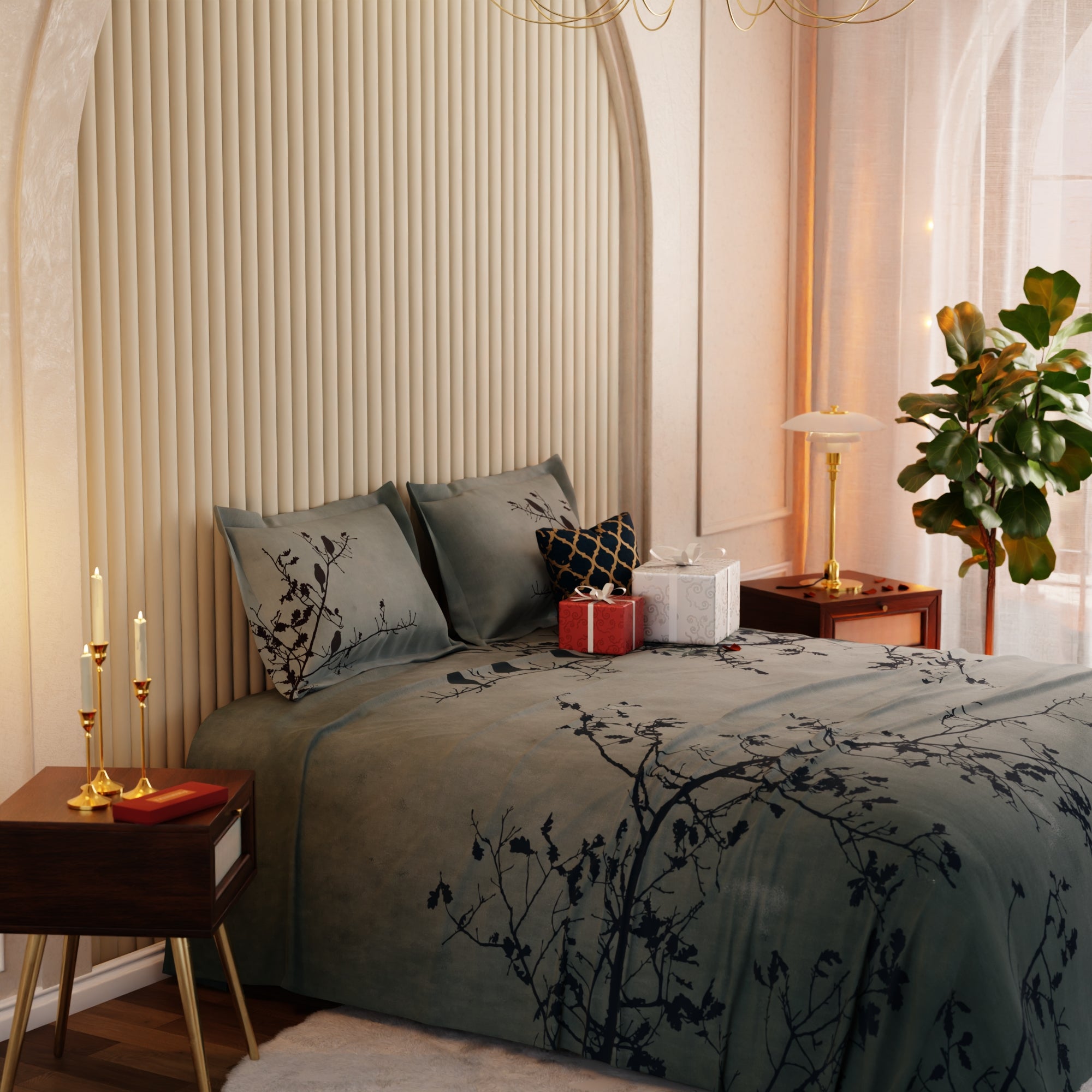 Teal Perch Bedsheet Set