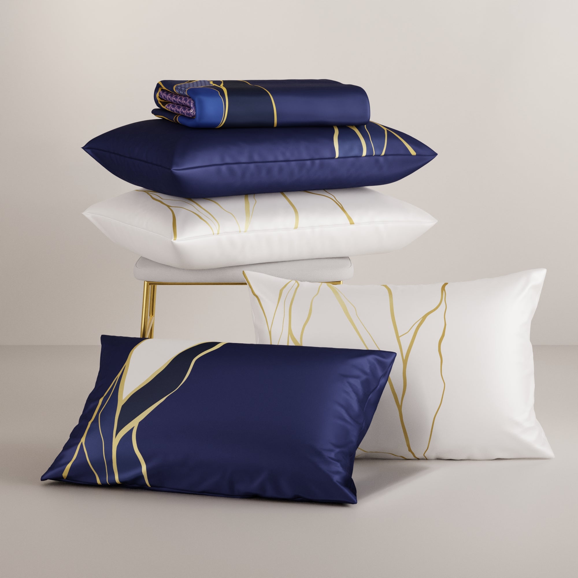 Indigo Fragment Enriched Cotton Bedsheet Set