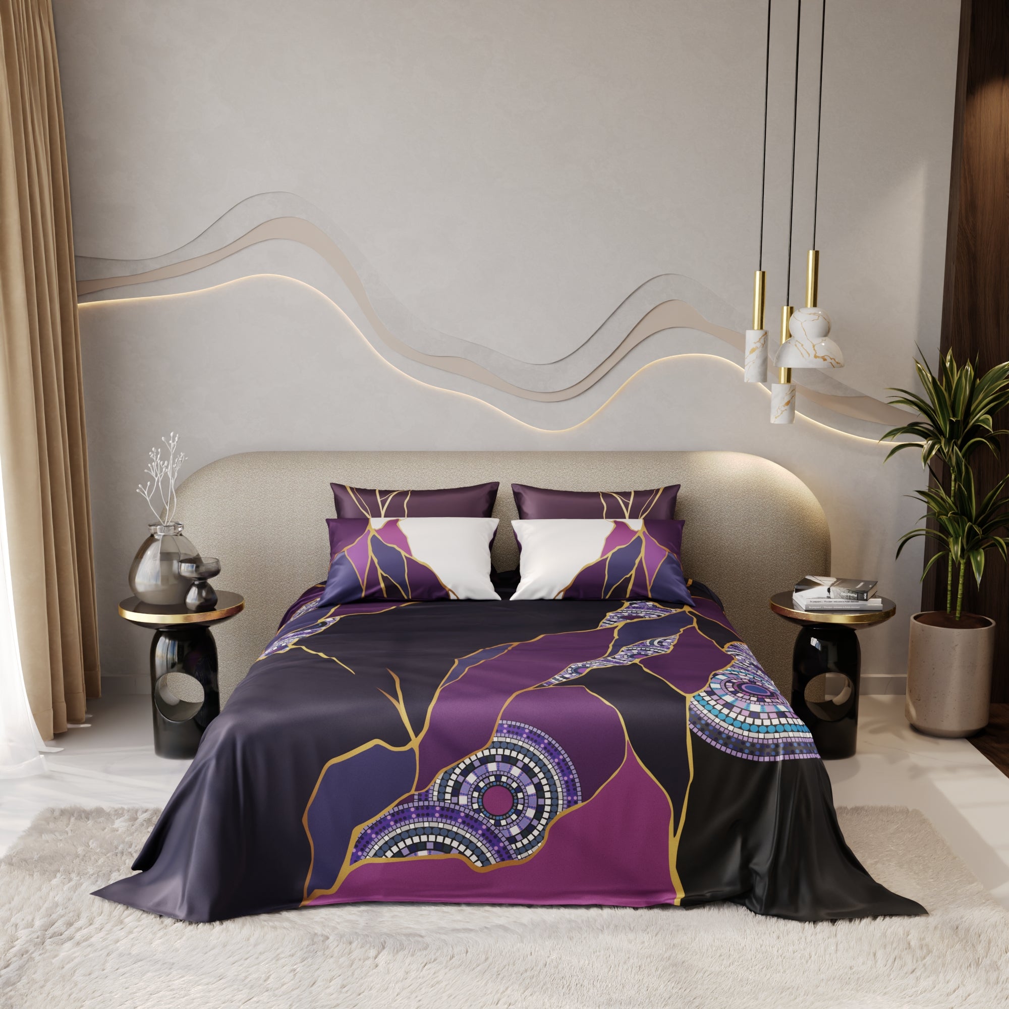 Burgundy Prism Enriched Cotton Bedsheet Set