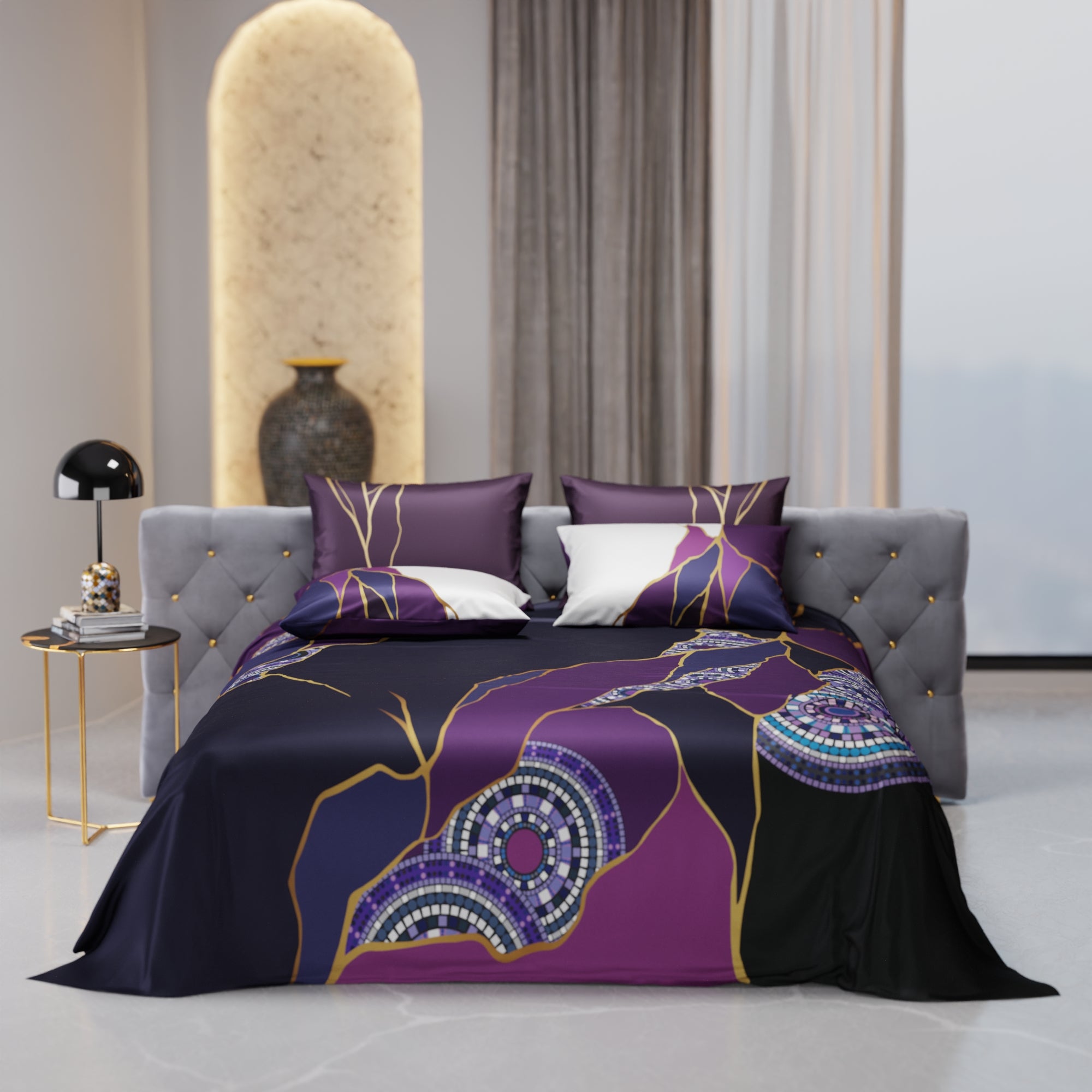 Burgundy Prism Enriched Cotton Bedsheet Set