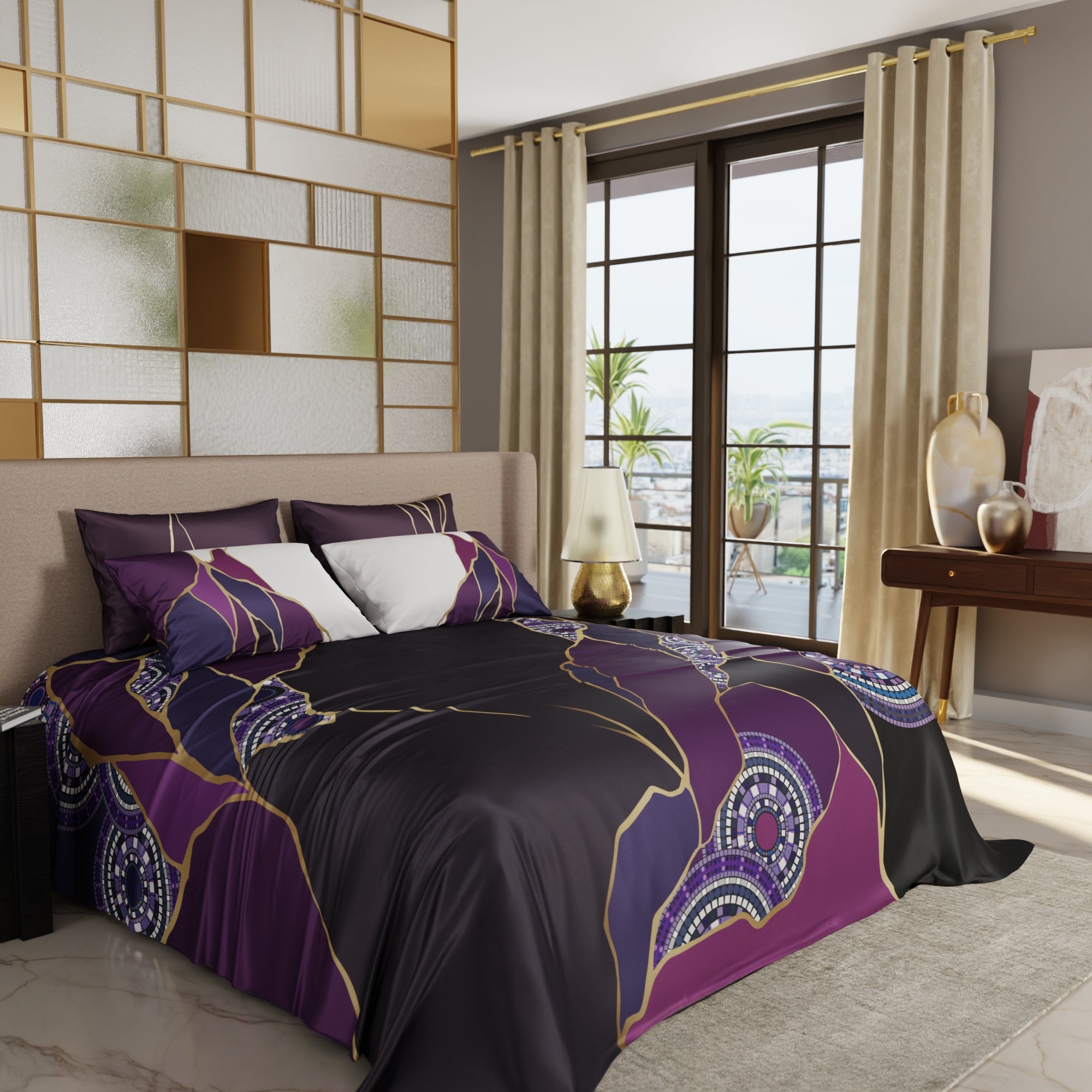 Burgundy Prism Enriched Cotton Bedsheet Set