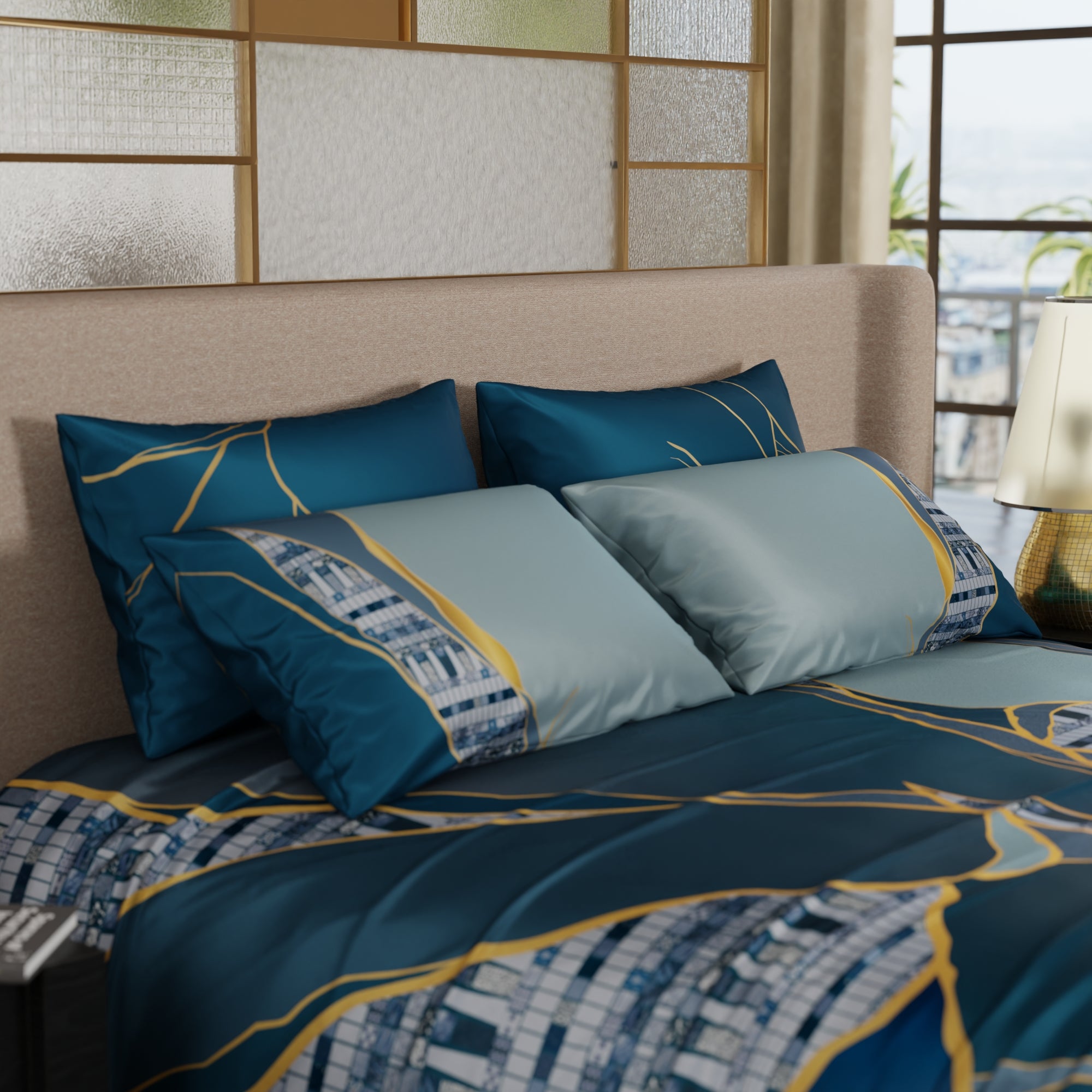 Teal Trance Enriched Cotton Bedsheet Set