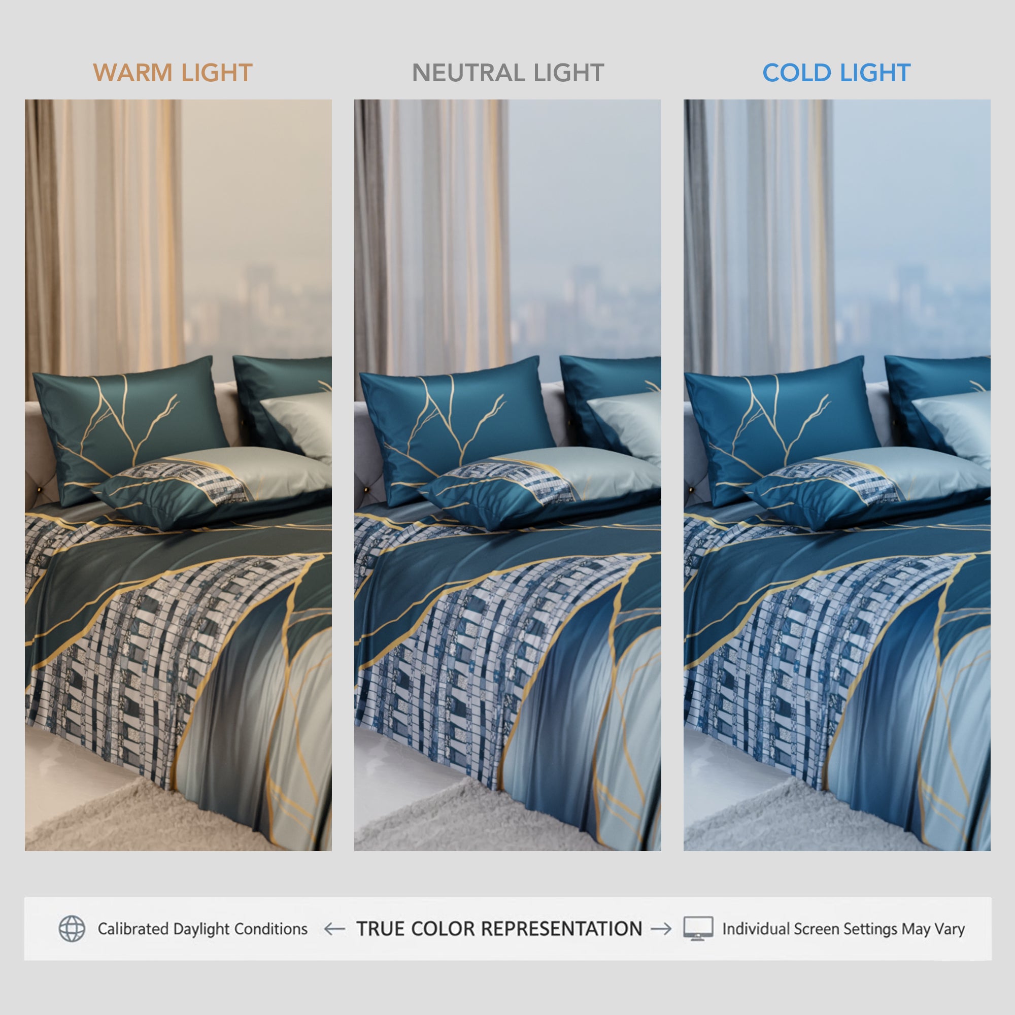 Teal Trance Enriched Cotton Bedsheet Set